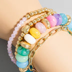 Marble Hearts Beaded Bracelet Set