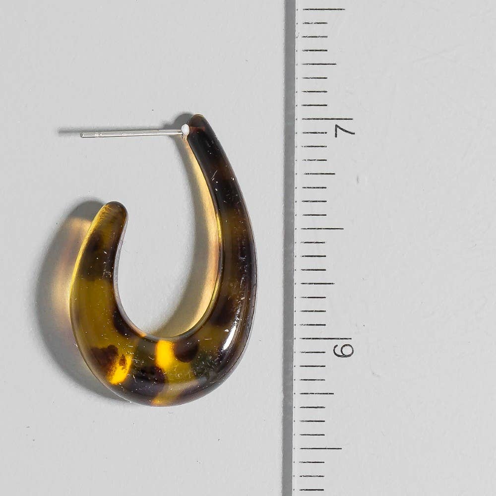 Tortoise Resin Hoop Earrings