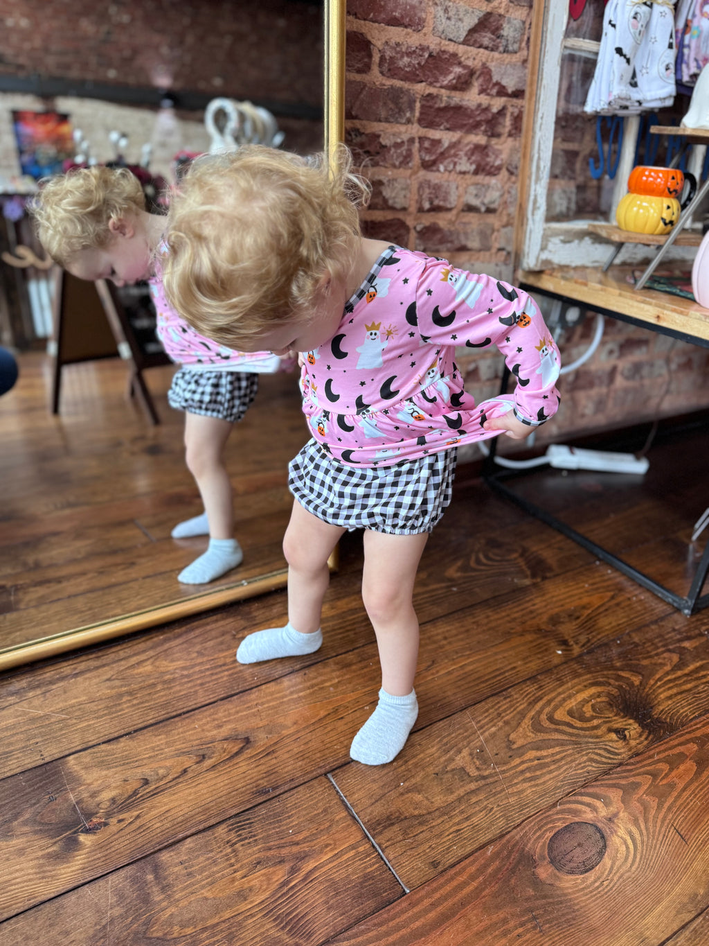 Girls Pink & Gingham Ghost Bubble