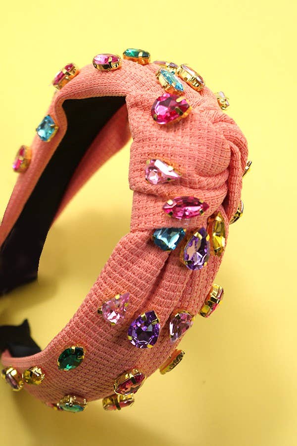 Colorful Rhinestone Knotted Headband