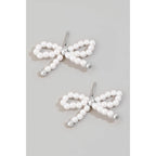 Pearl Beaded Bow Stud Earrings