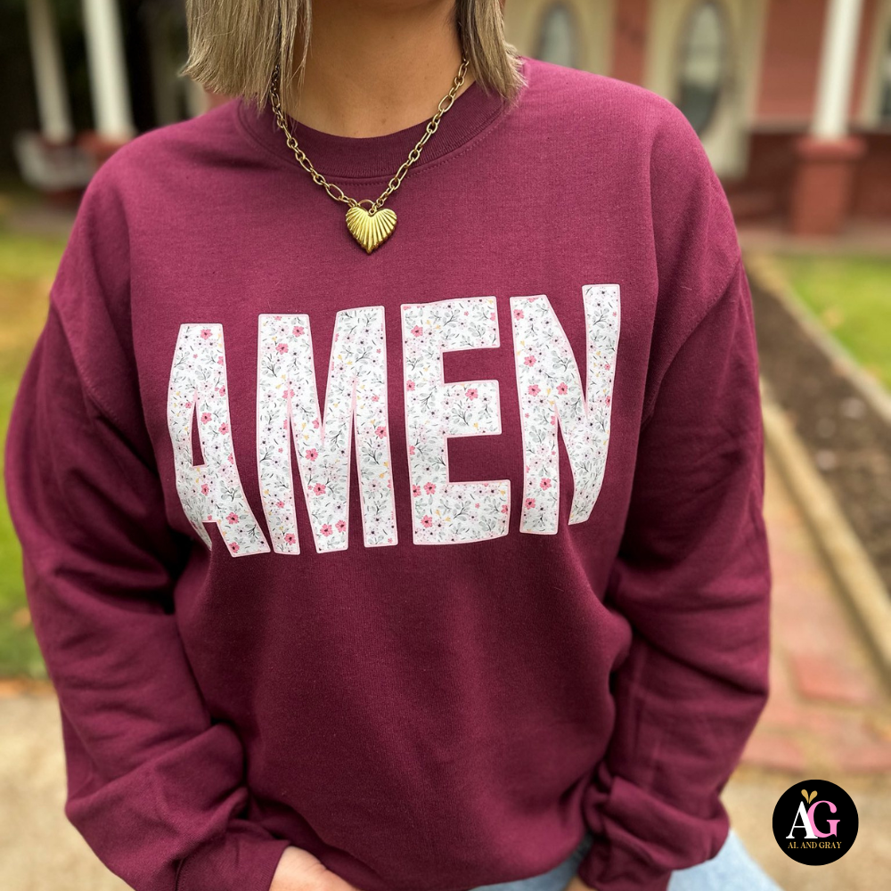 Amen in Floral Sweatshirt