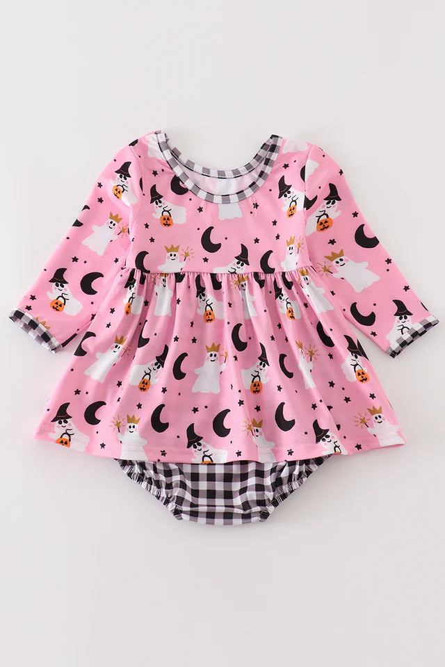 Girls Pink & Gingham Ghost Bubble