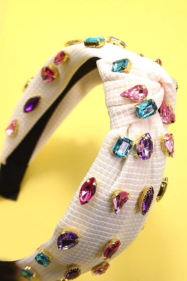 Colorful Rhinestone Knotted Headband
