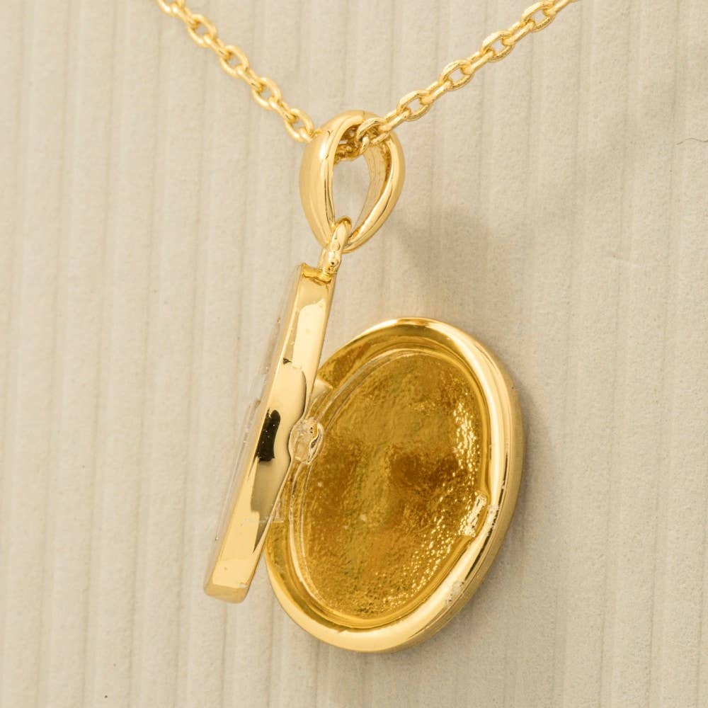 Mother Of Pearl Cross Locket Necklace
