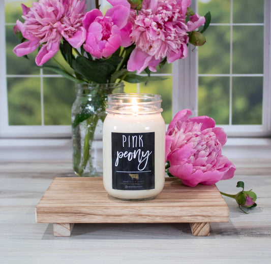 13 oz Mason Jar Candle: Pink Peony
