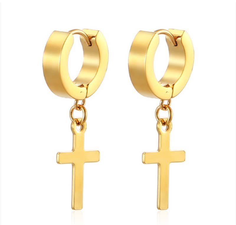 Cross Huggie Earrings