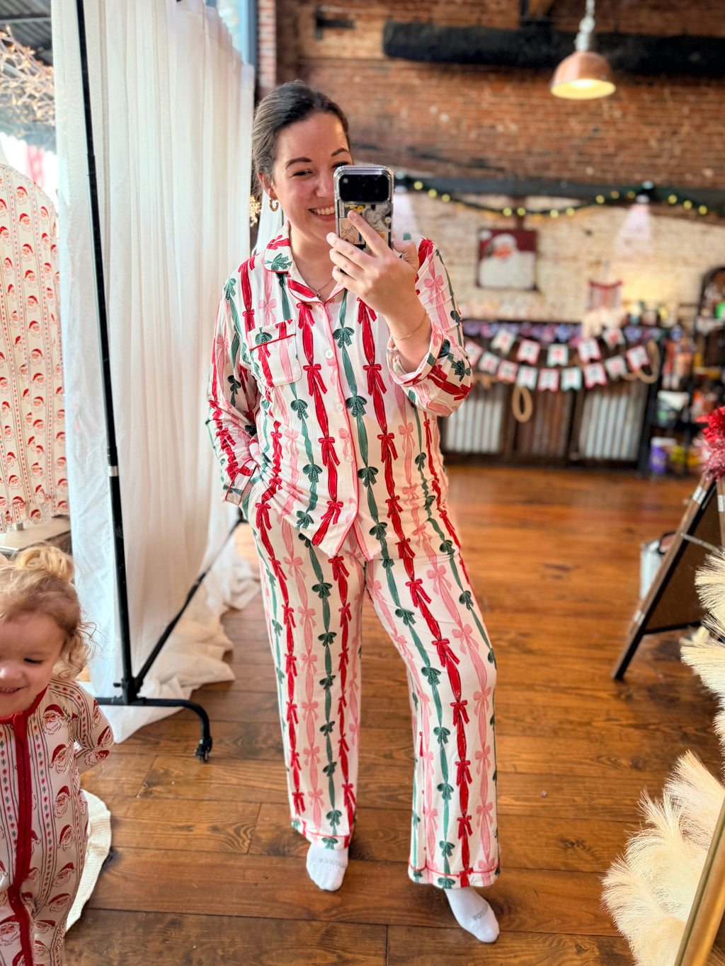 Christmas Bows Adult Pajamas Set