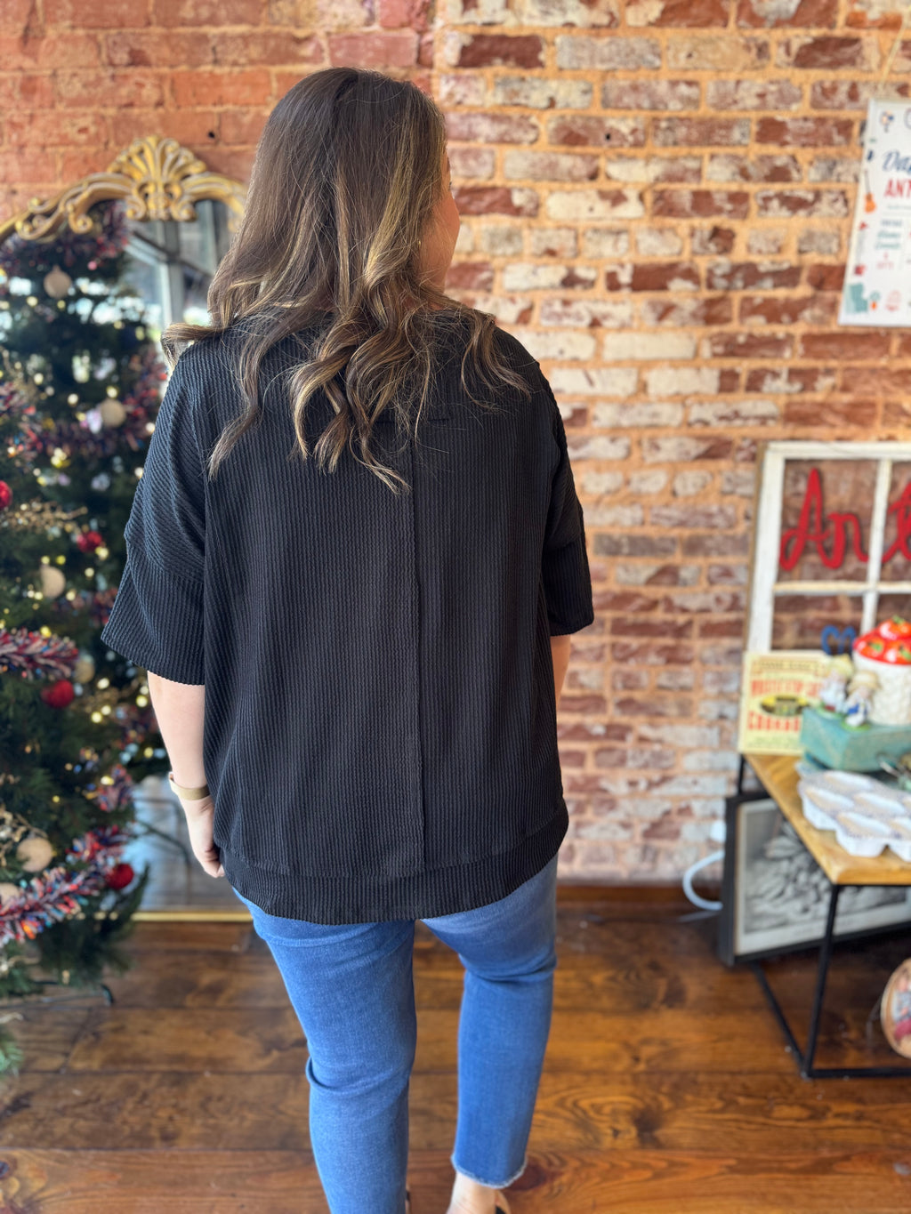 Sherri Half Sleeve Relaxed Ribbed Top