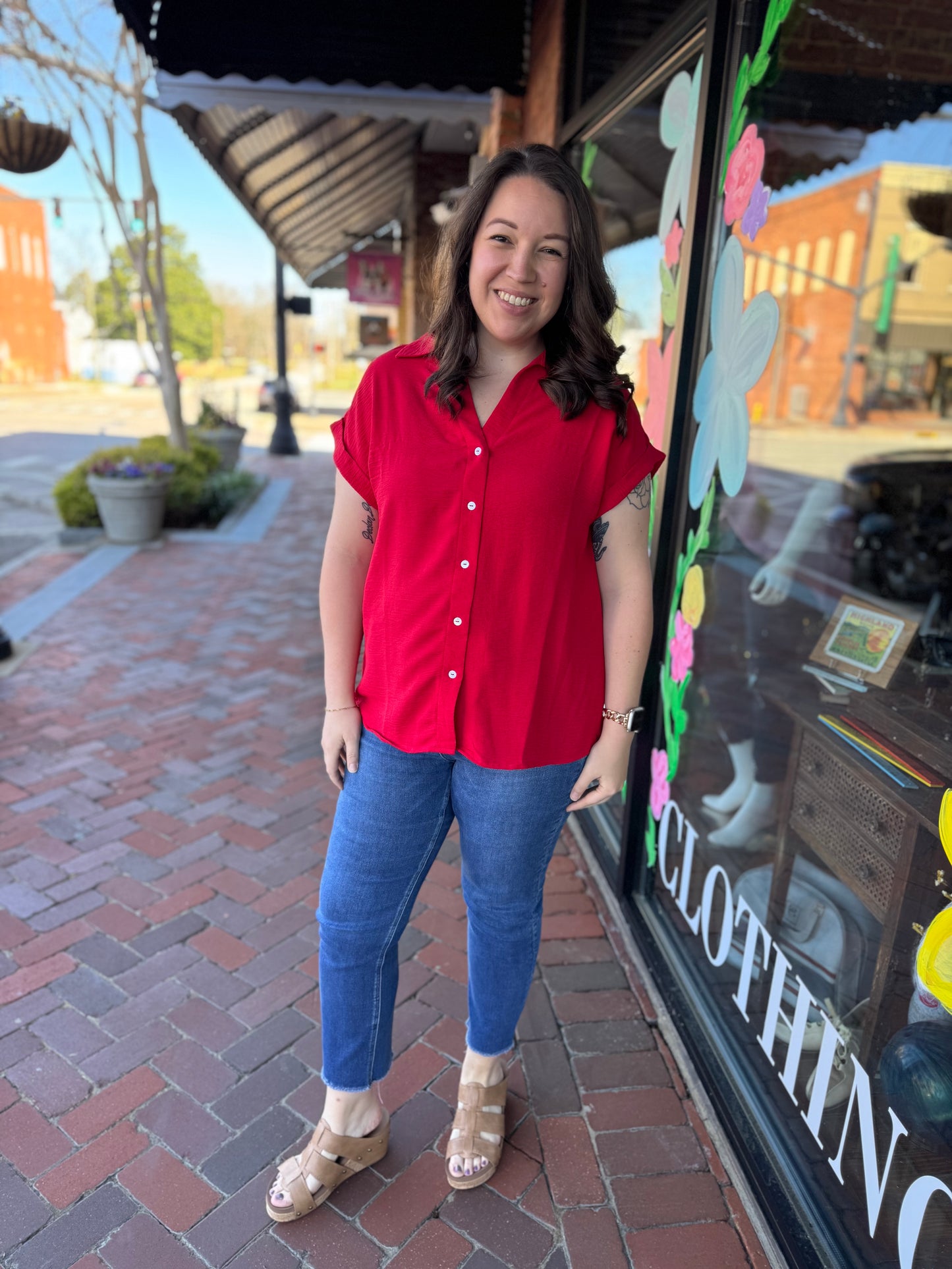 Caroline Button-up Woven Top