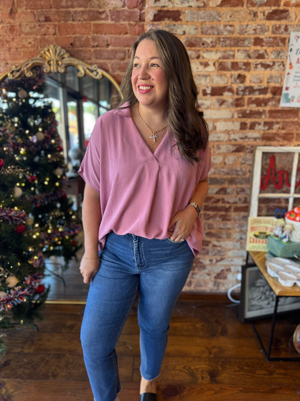 Selena Woven Collared Oversized Blouse