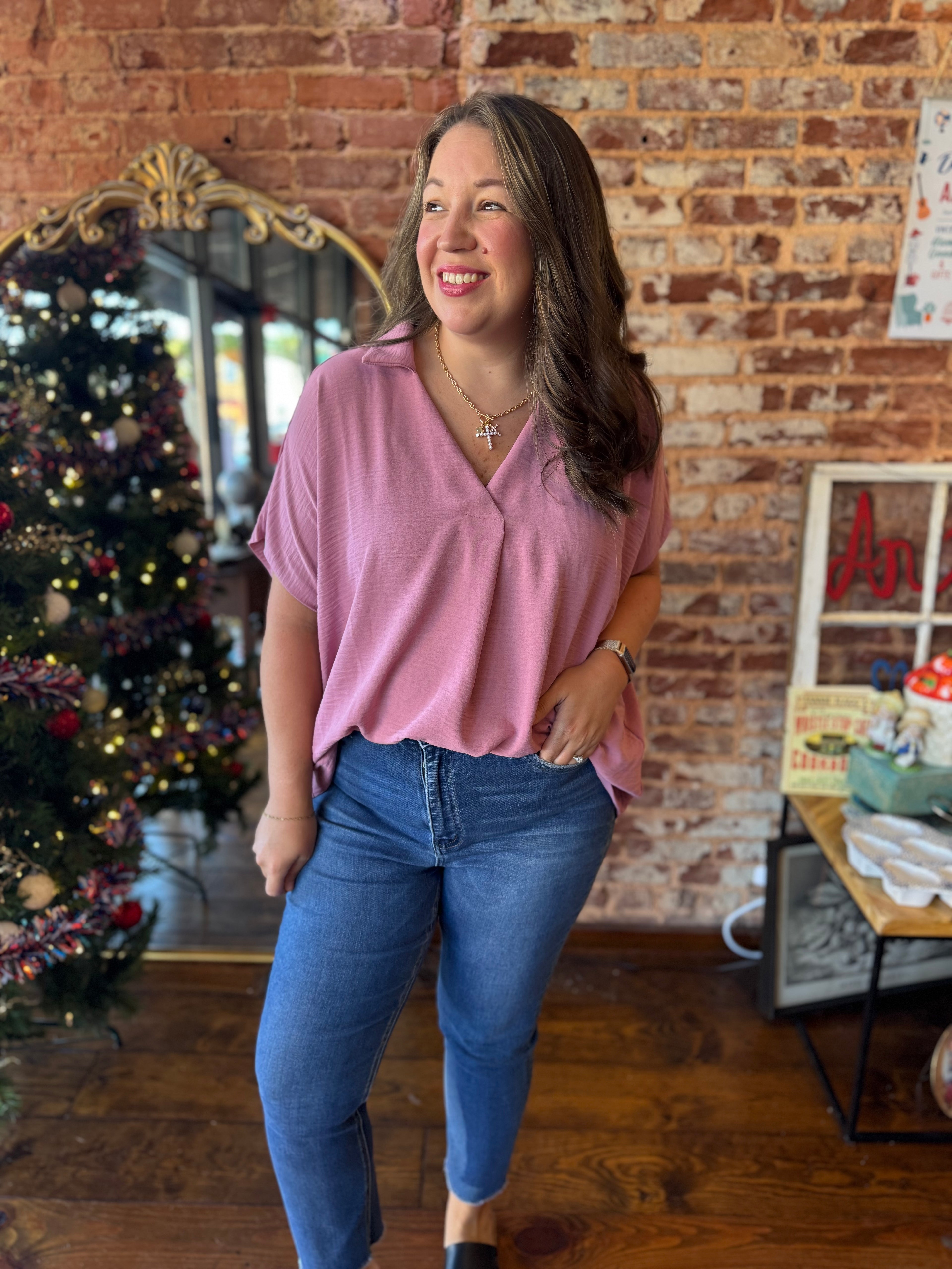 Selena Woven Collared Oversized Blouse