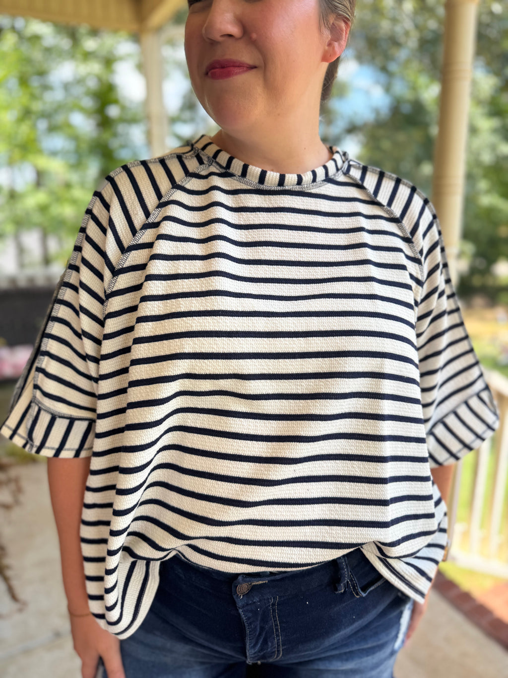 Striped & Sweet Top in Navy