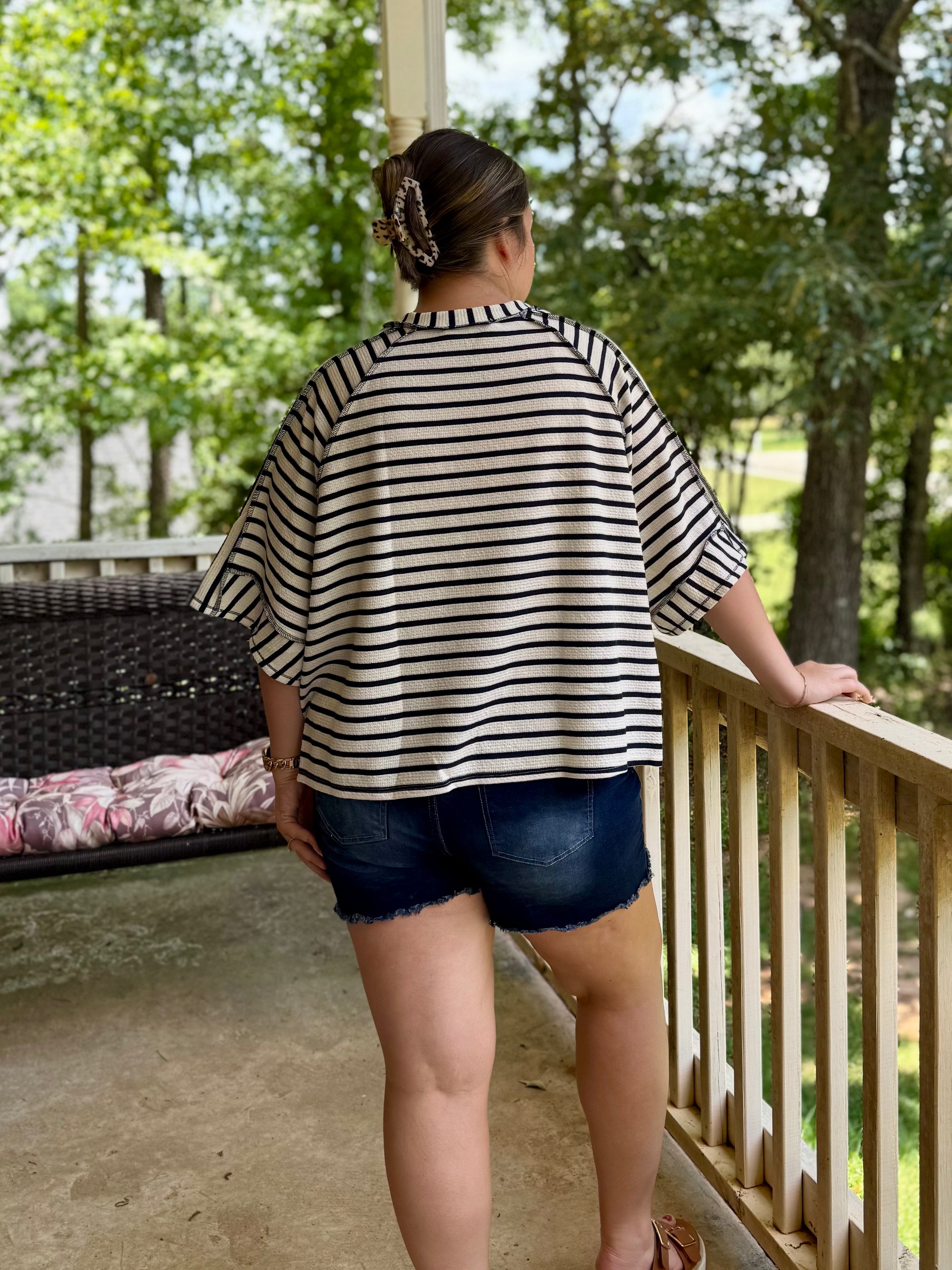 Striped & Sweet Top in Navy