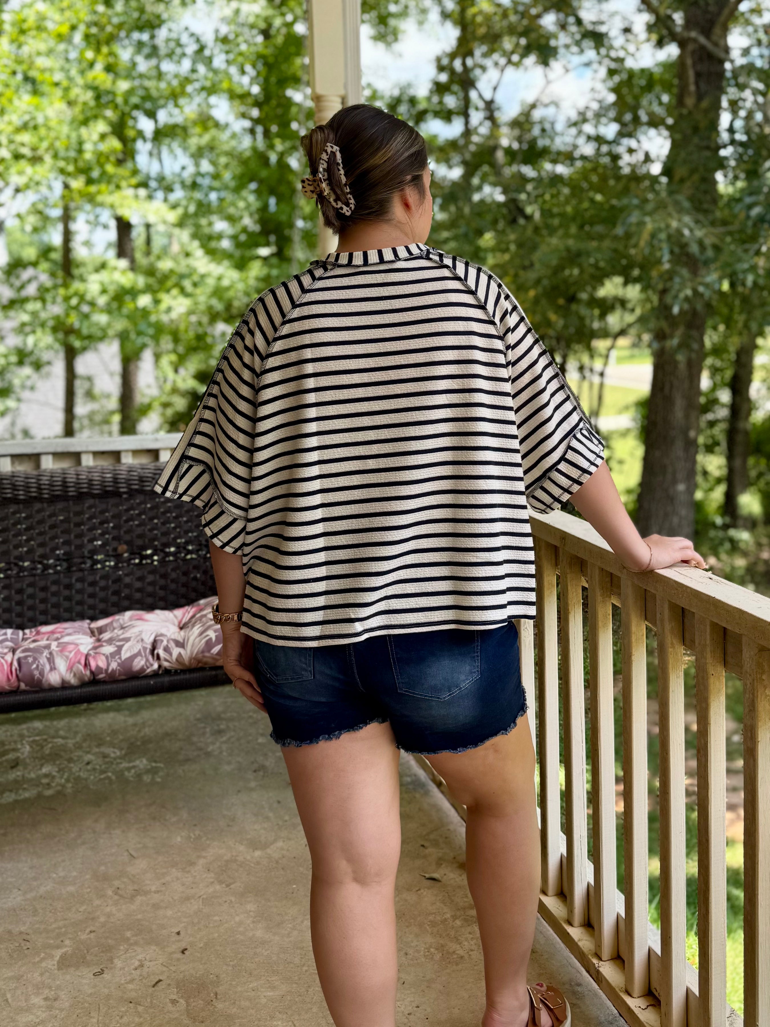 Striped & Sweet Top in Navy