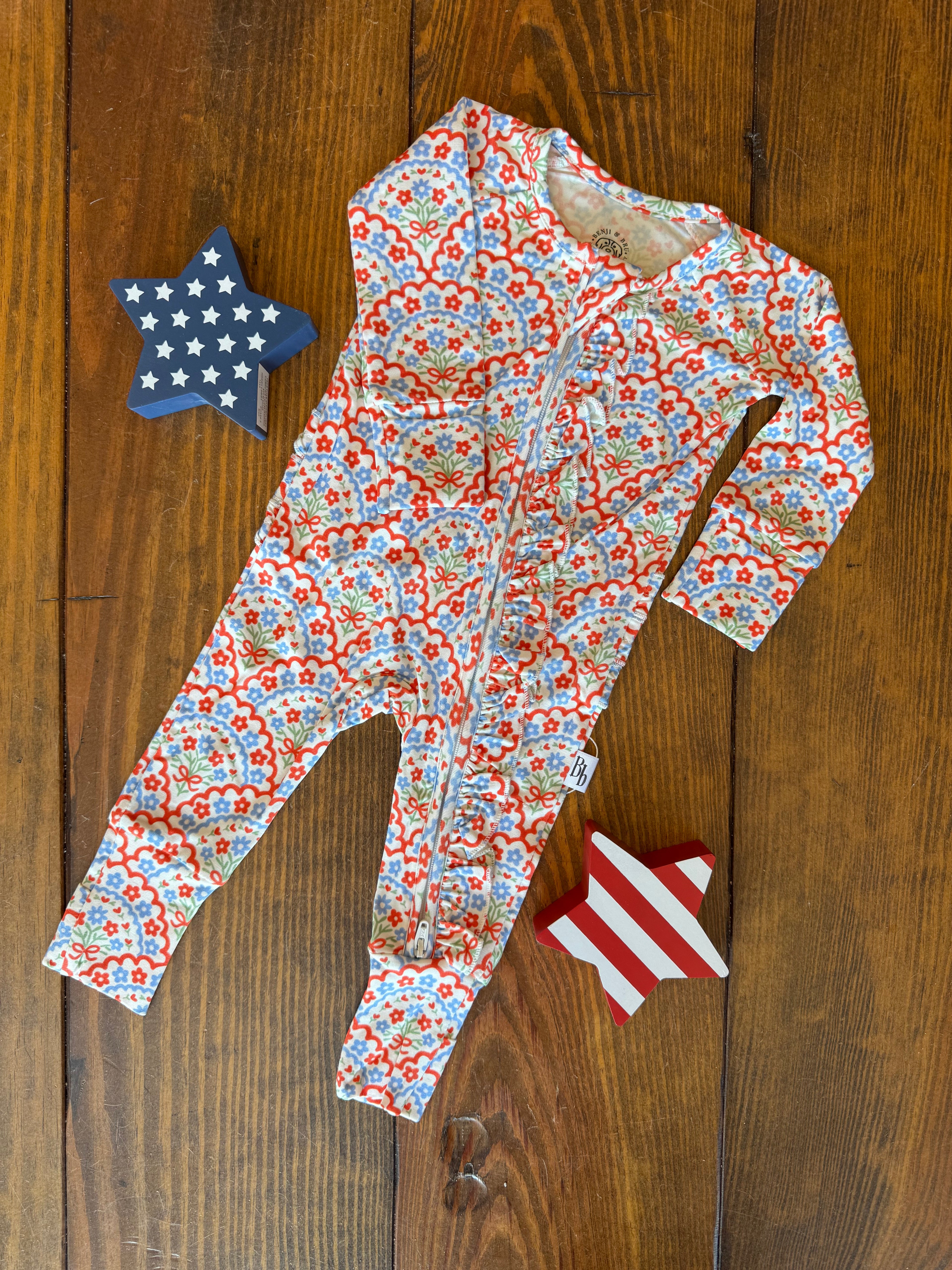 "Americana Bloom" Bamboo Zippie Pajamas