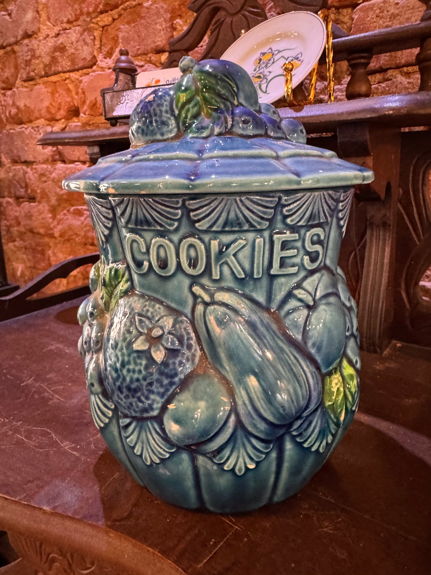 Blue Fruit Cookie Jar