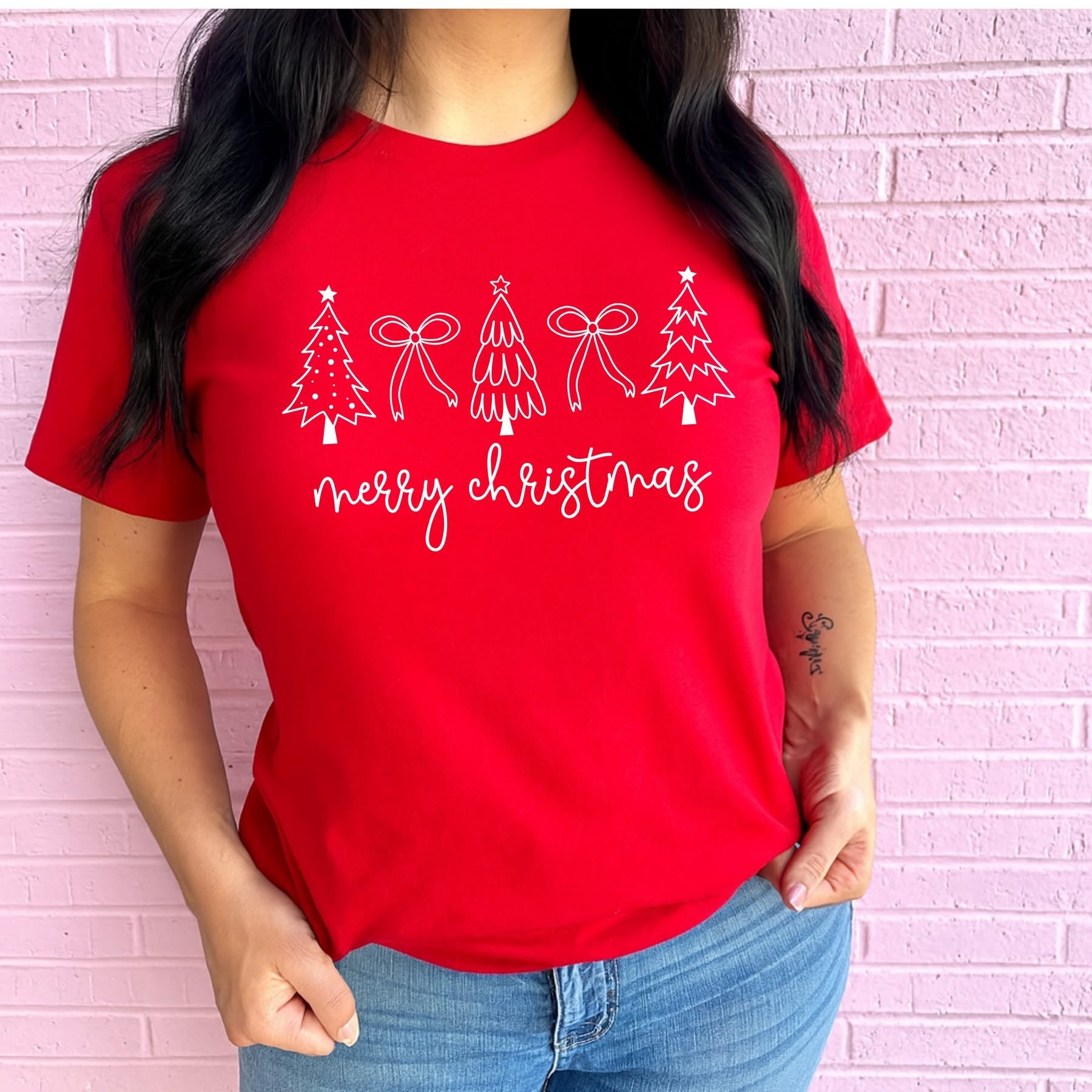 Merry Christmas Trees and Bows Tee - Doorbuster