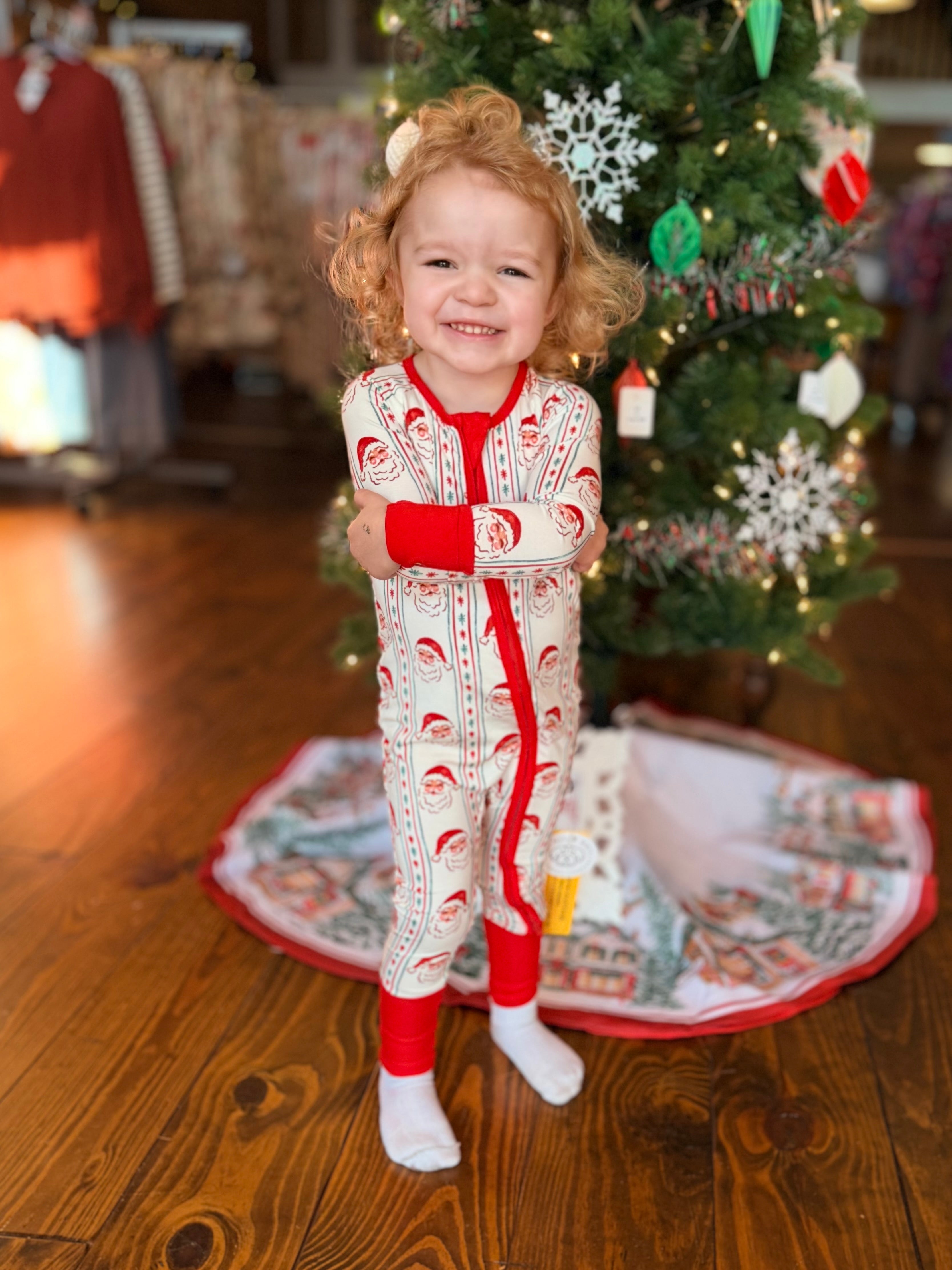 Vintage Santa Bamboo Zippie Pajamas