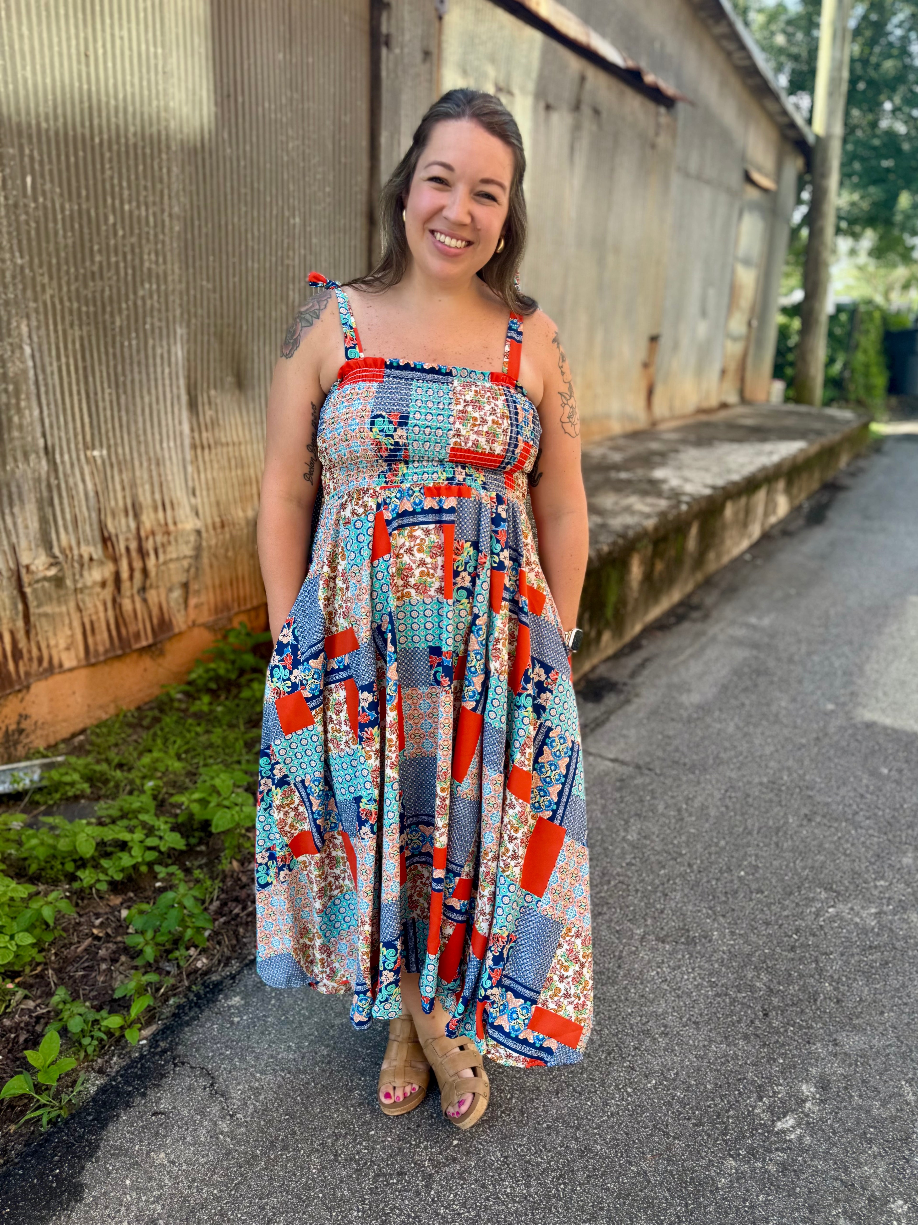 Patchwork & Pretty Midi Dress
