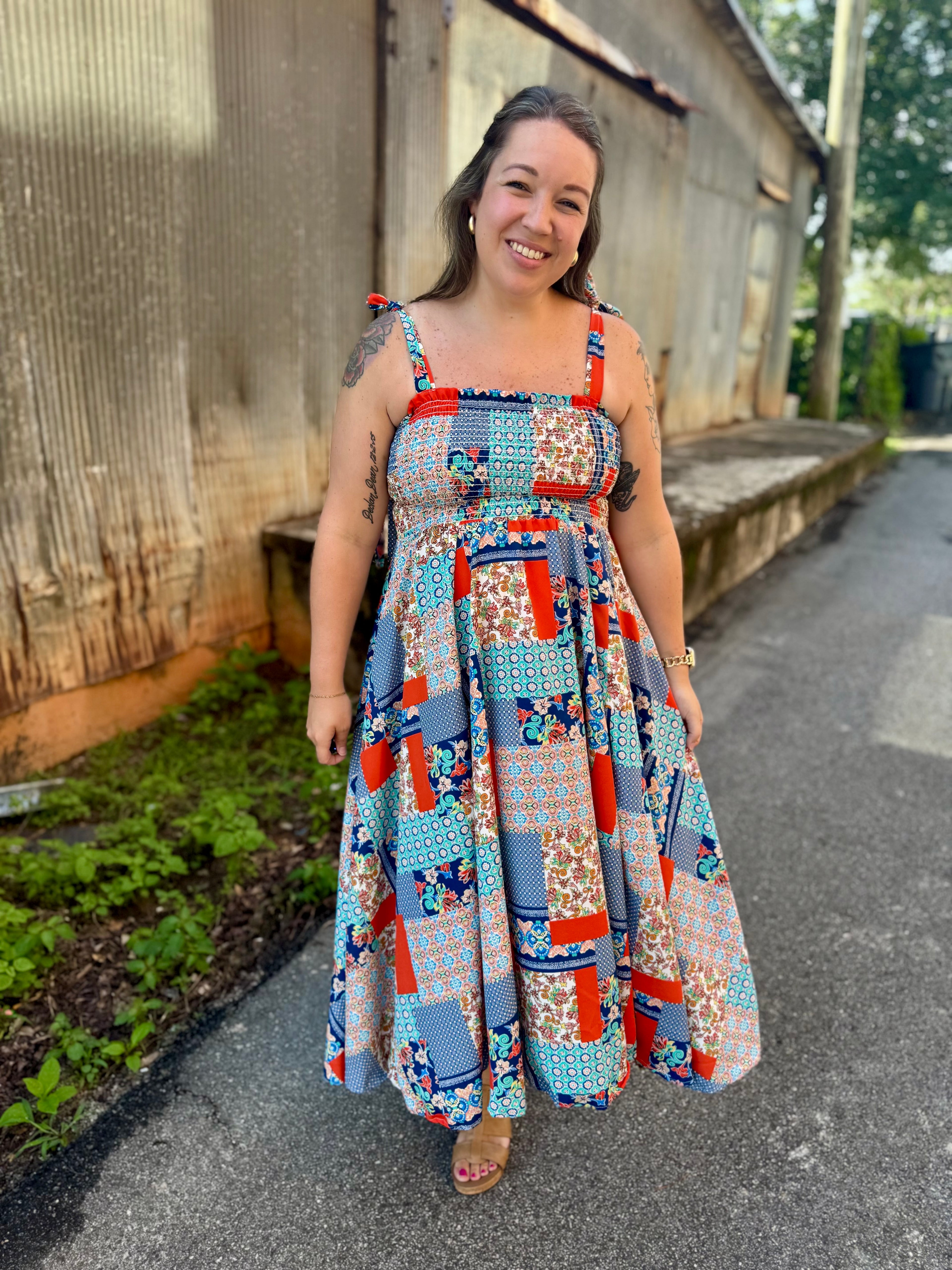 Patchwork & Pretty Midi Dress