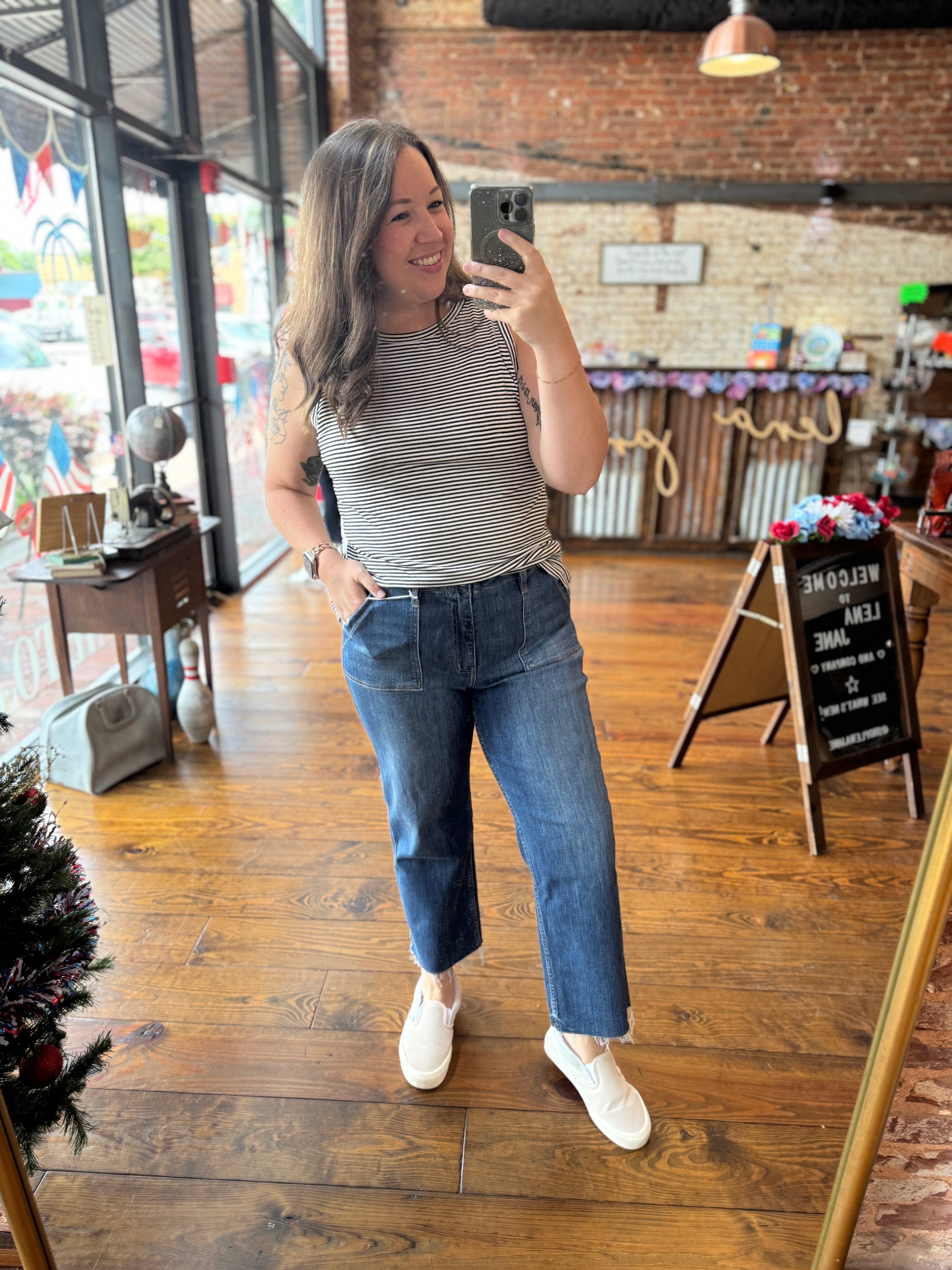 Carly Cropped Utility Jeans - Vervet