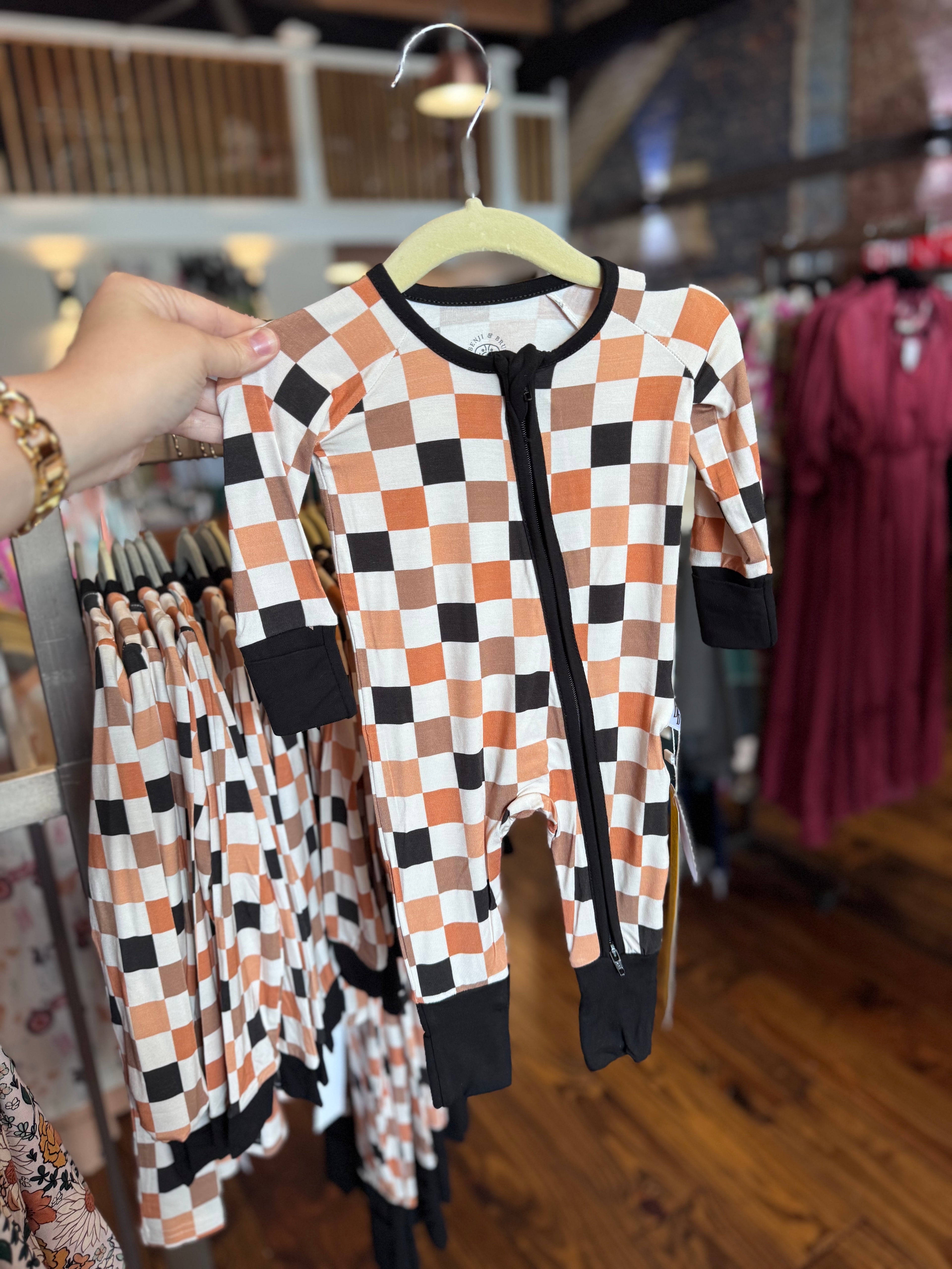 Fall Checkered Zippie Bamboo Pajamas