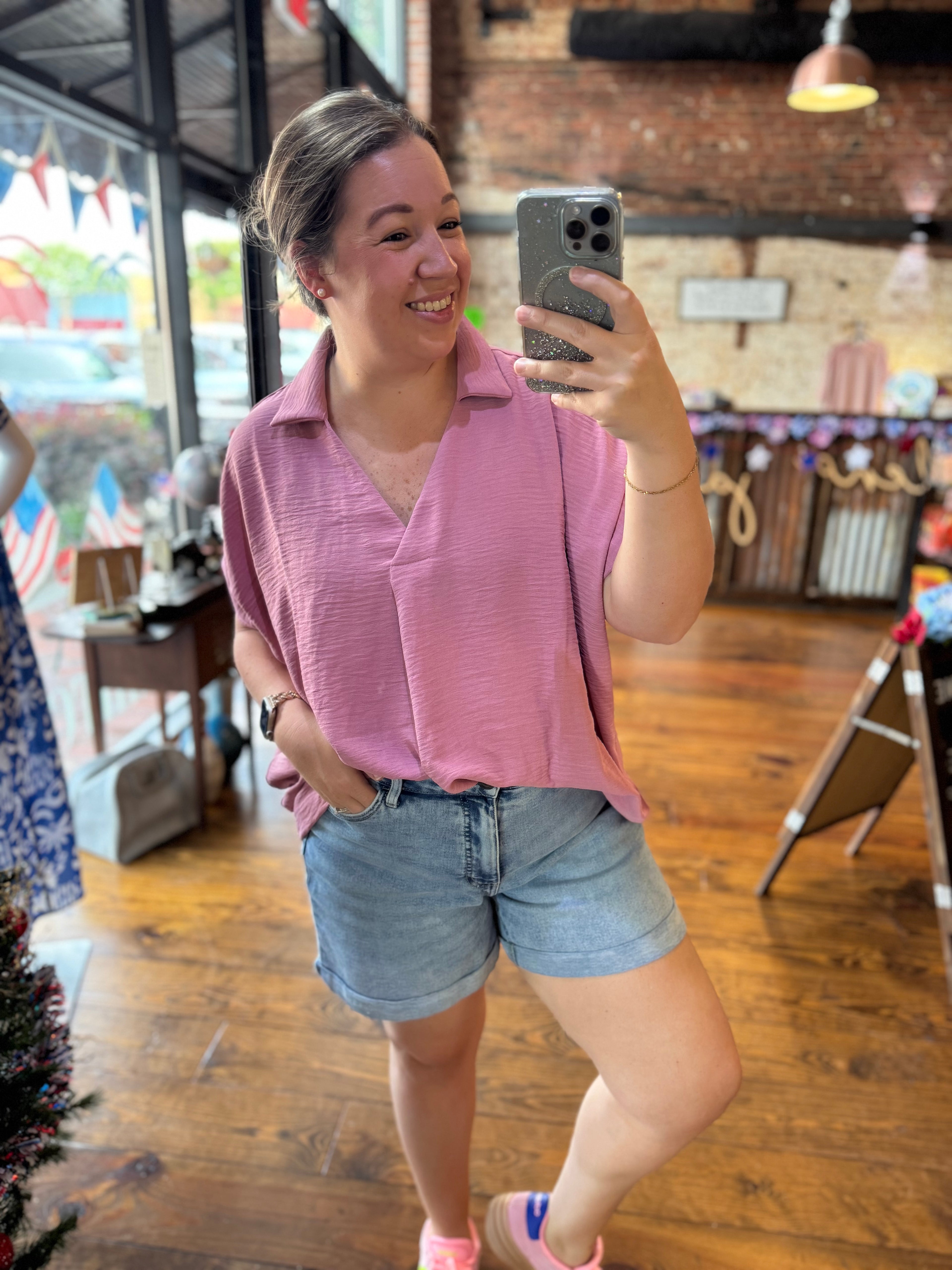 Selena Woven Collared Oversized Blouse