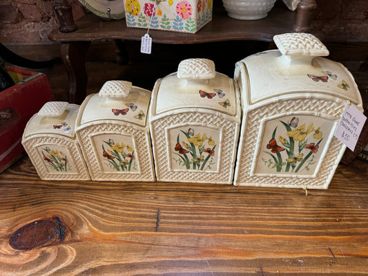 1978 Floral & Butterflies Canisters (Set of 4)