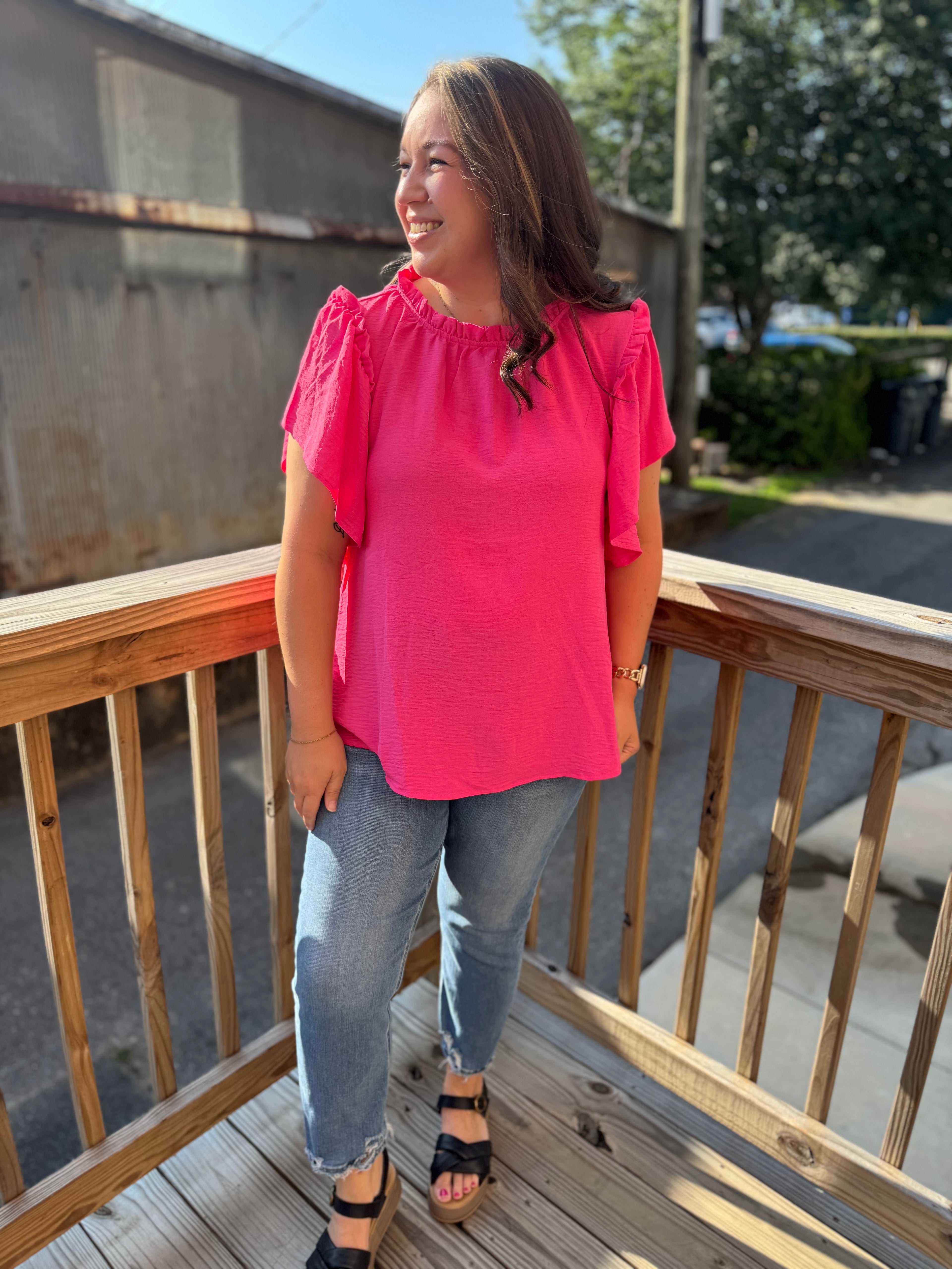 Greta Woven Blouse in Pink
