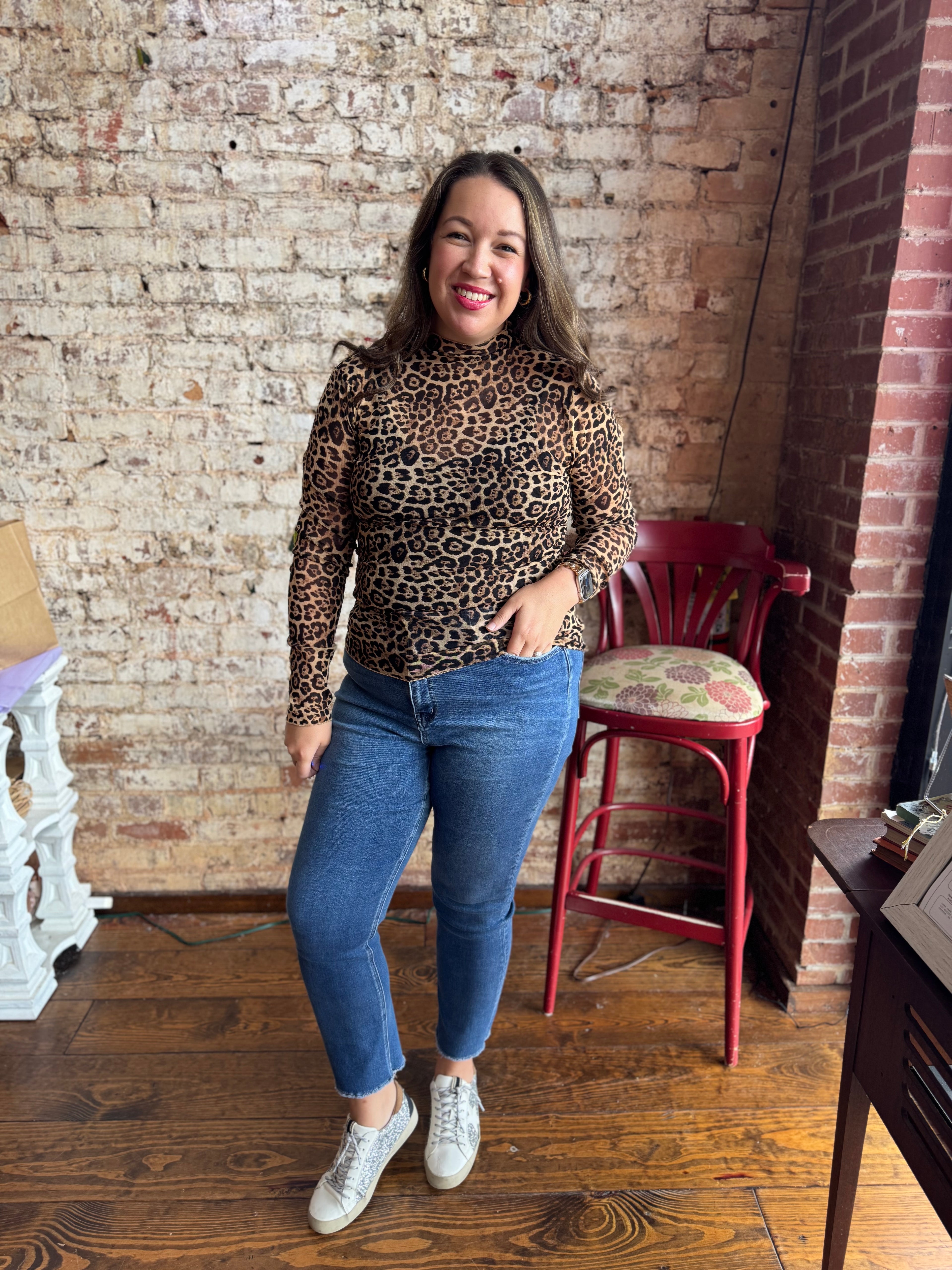 Leopard Sheer Mesh Top