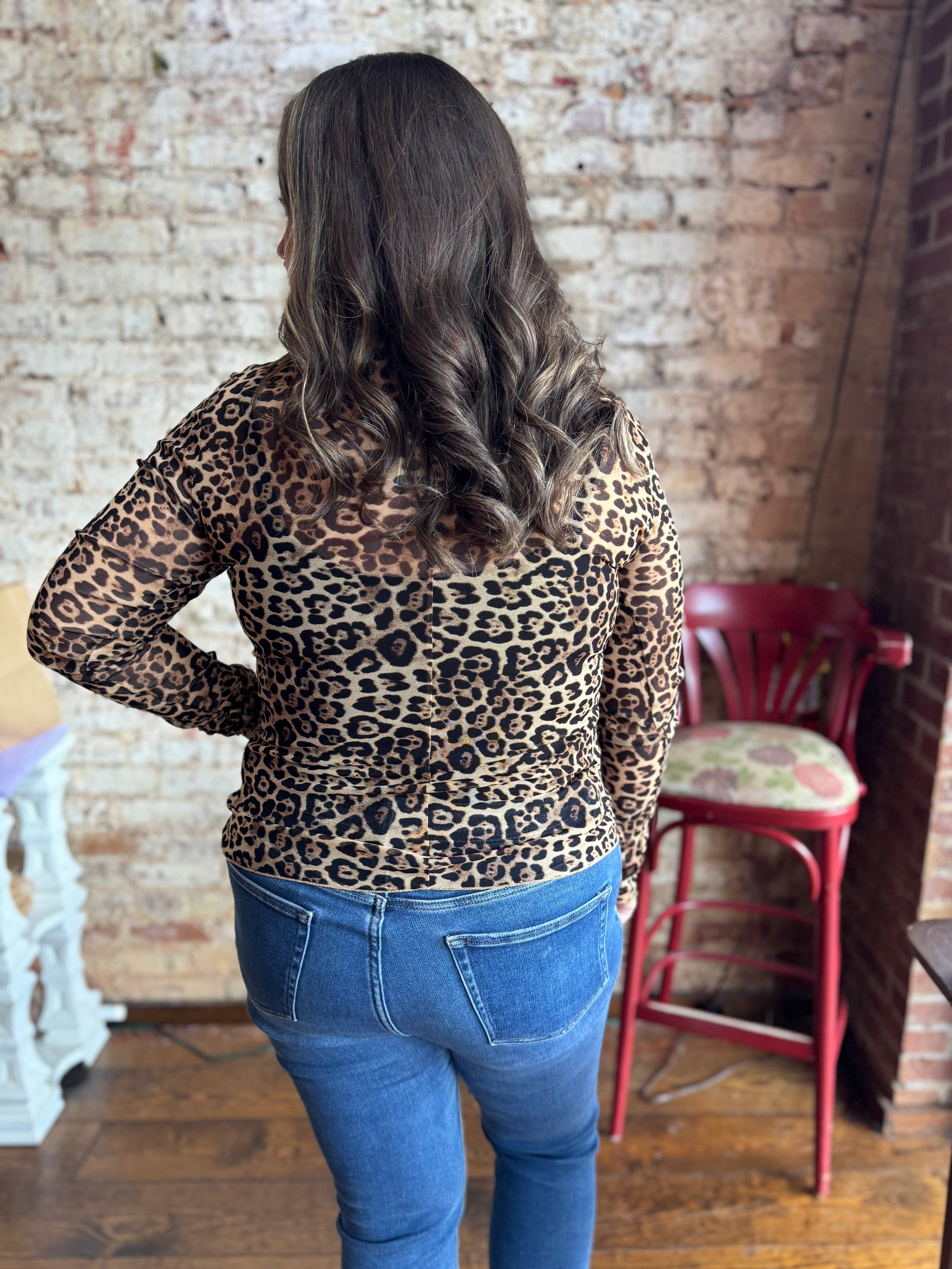 Leopard Sheer Mesh Top
