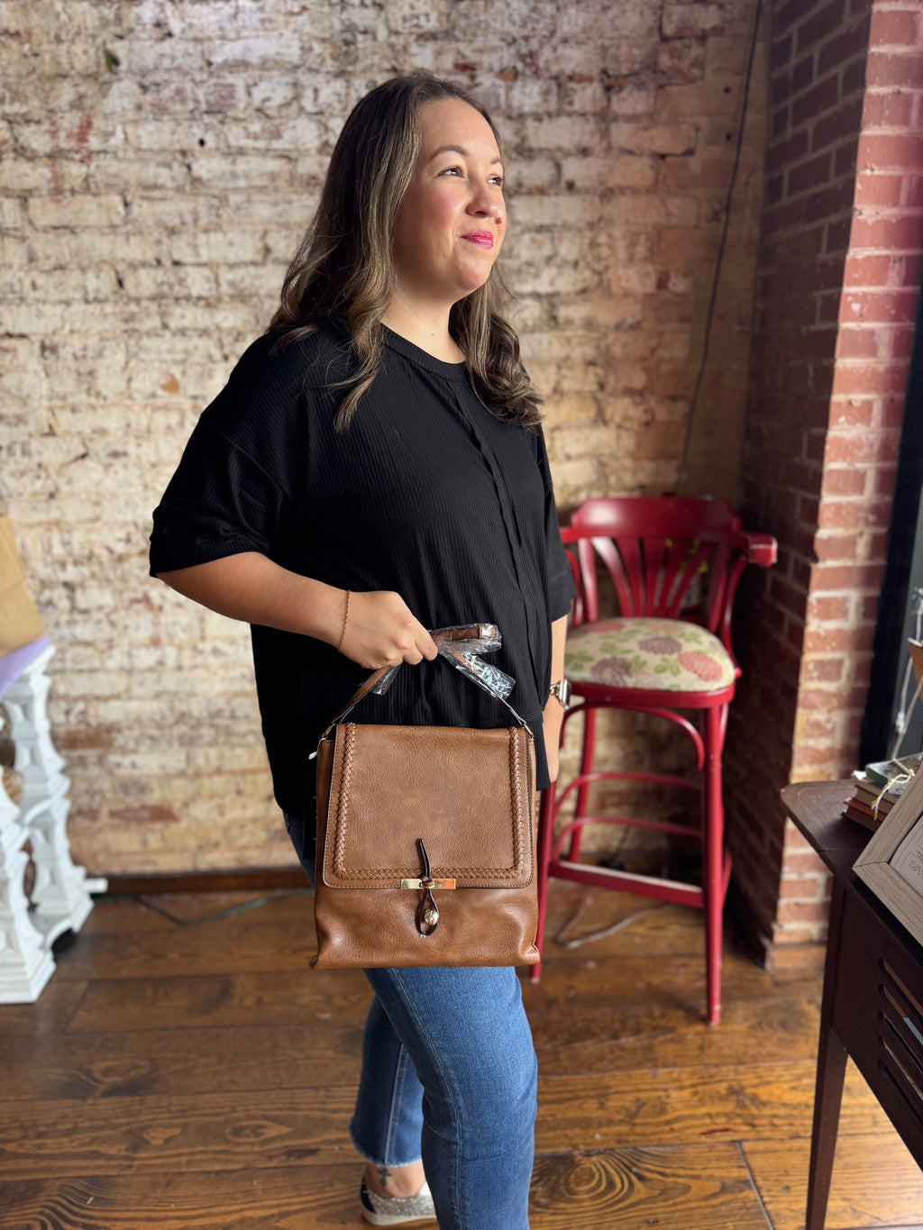 Braided Charm Saddle Crossbody Bag