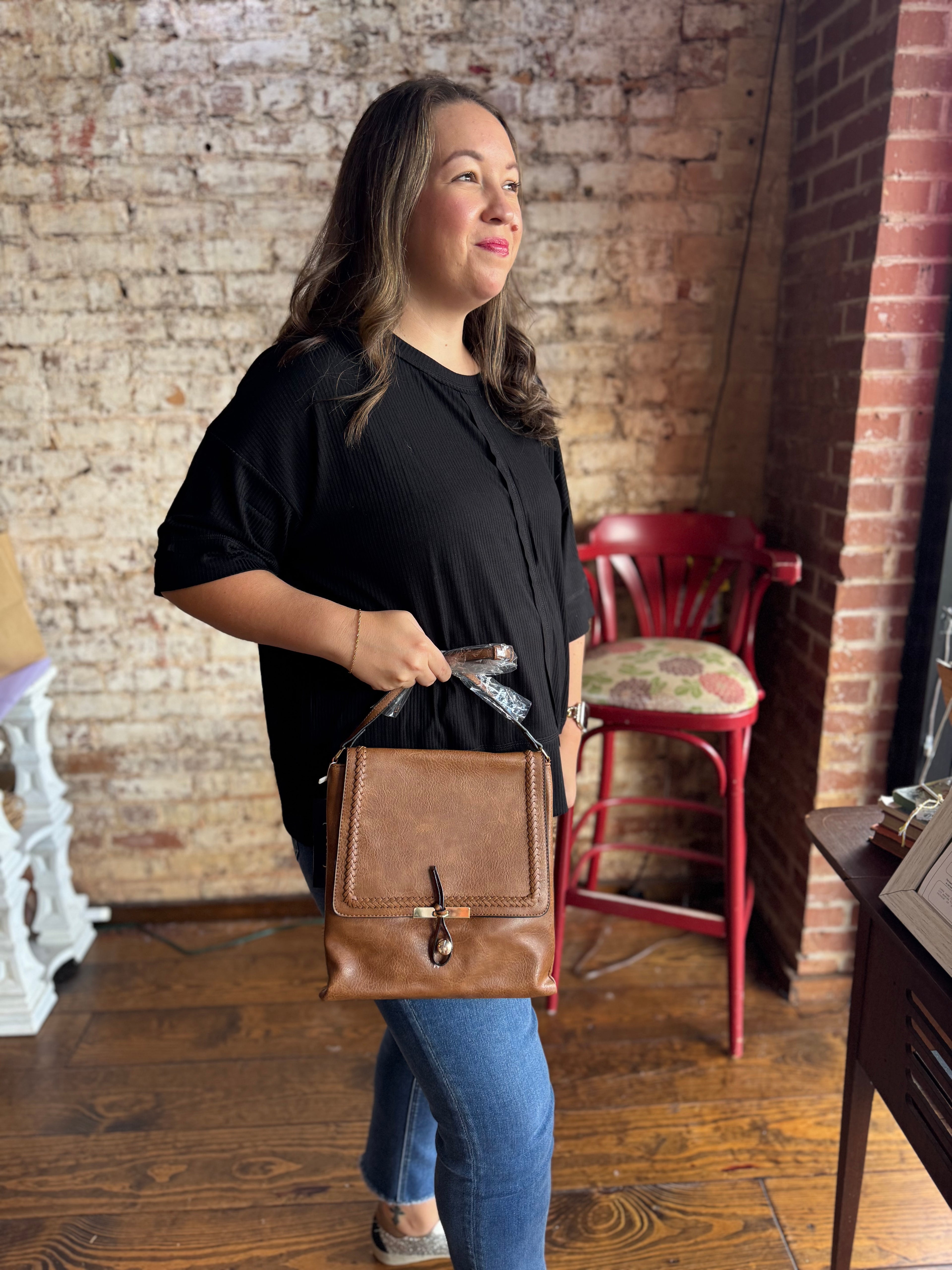 Braided Charm Saddle Crossbody Bag