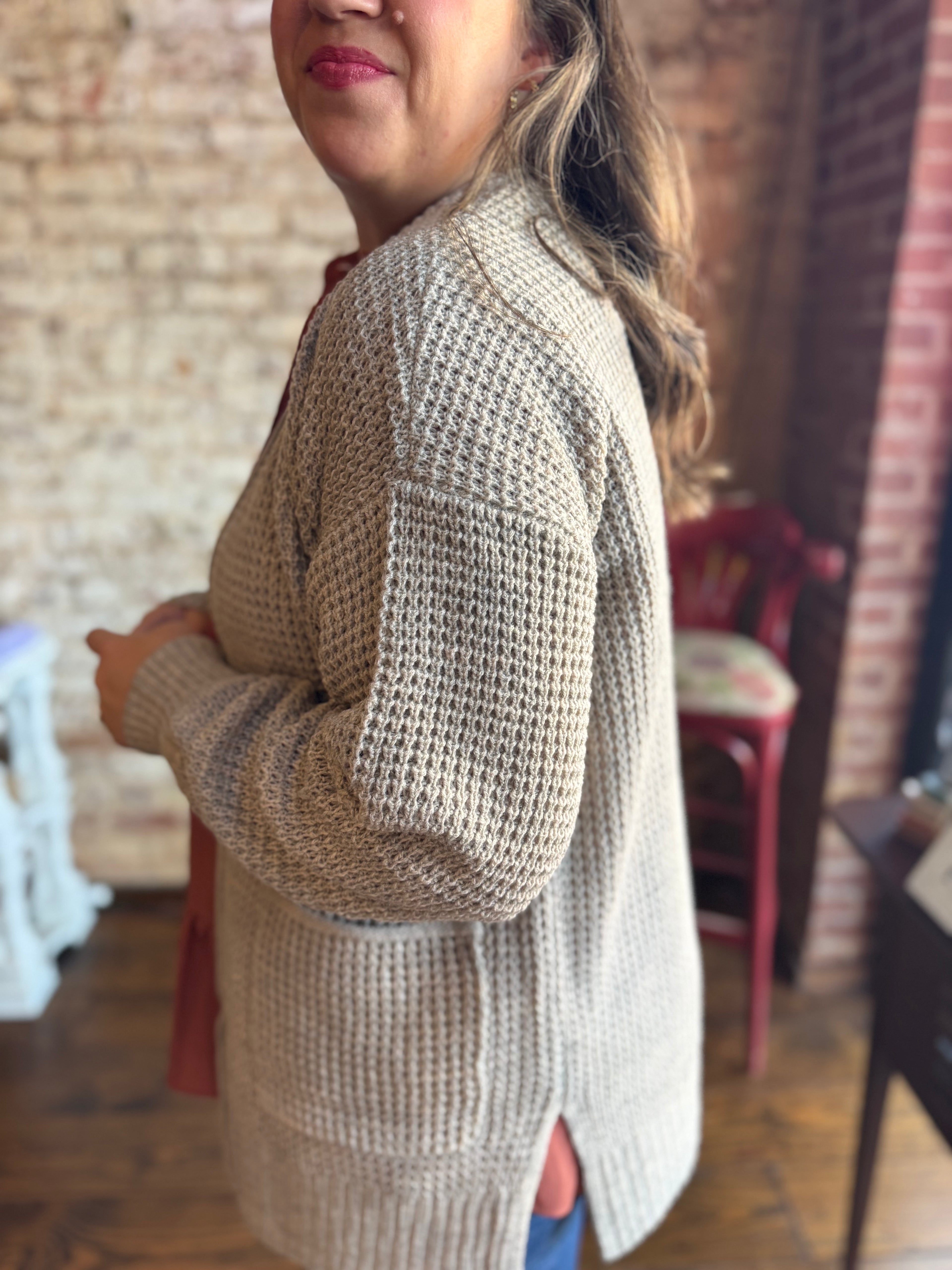 Simple Waffle Cardigan - Fall Doorbuster