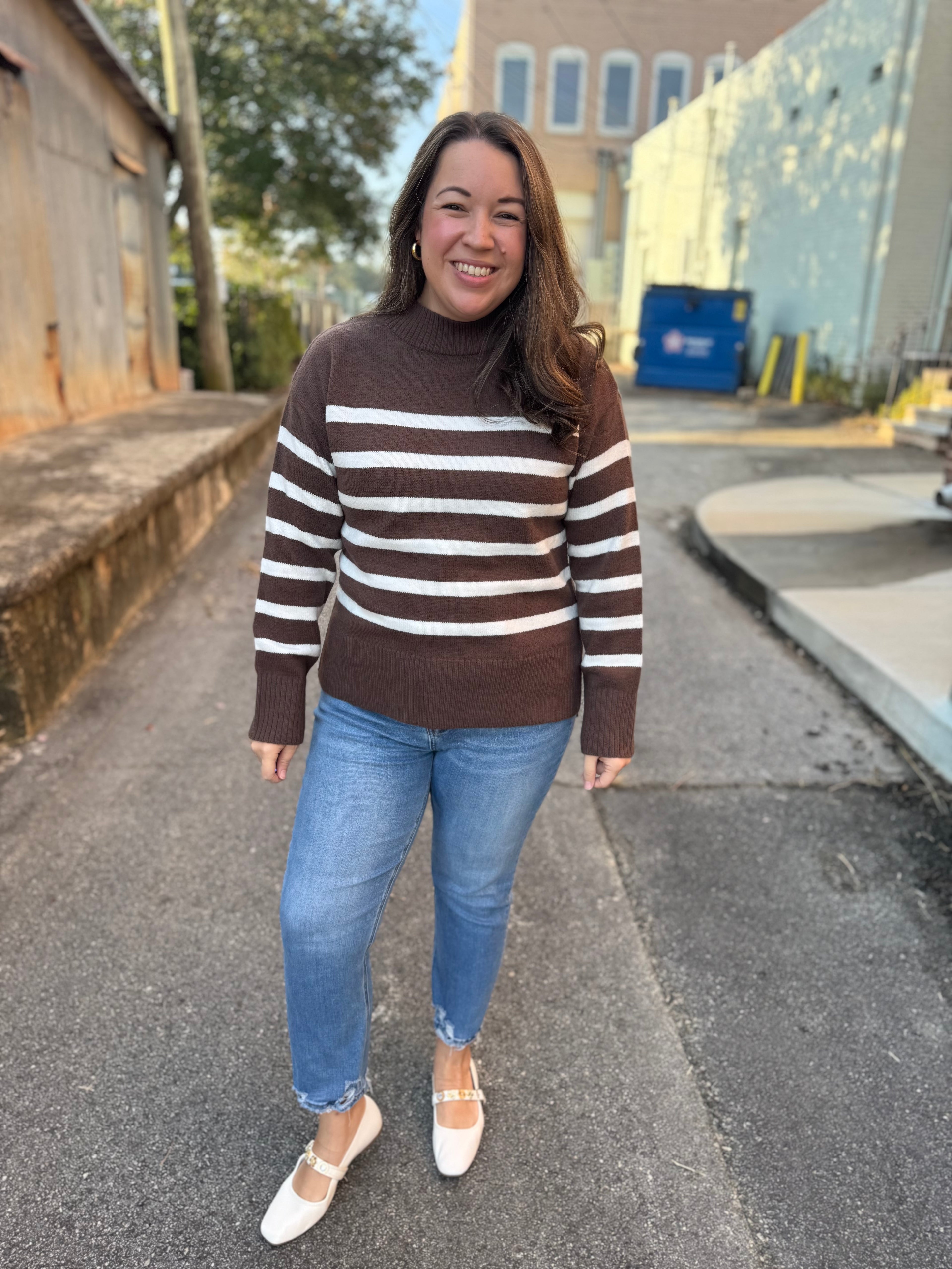 Simple Striped Sweater in Brown