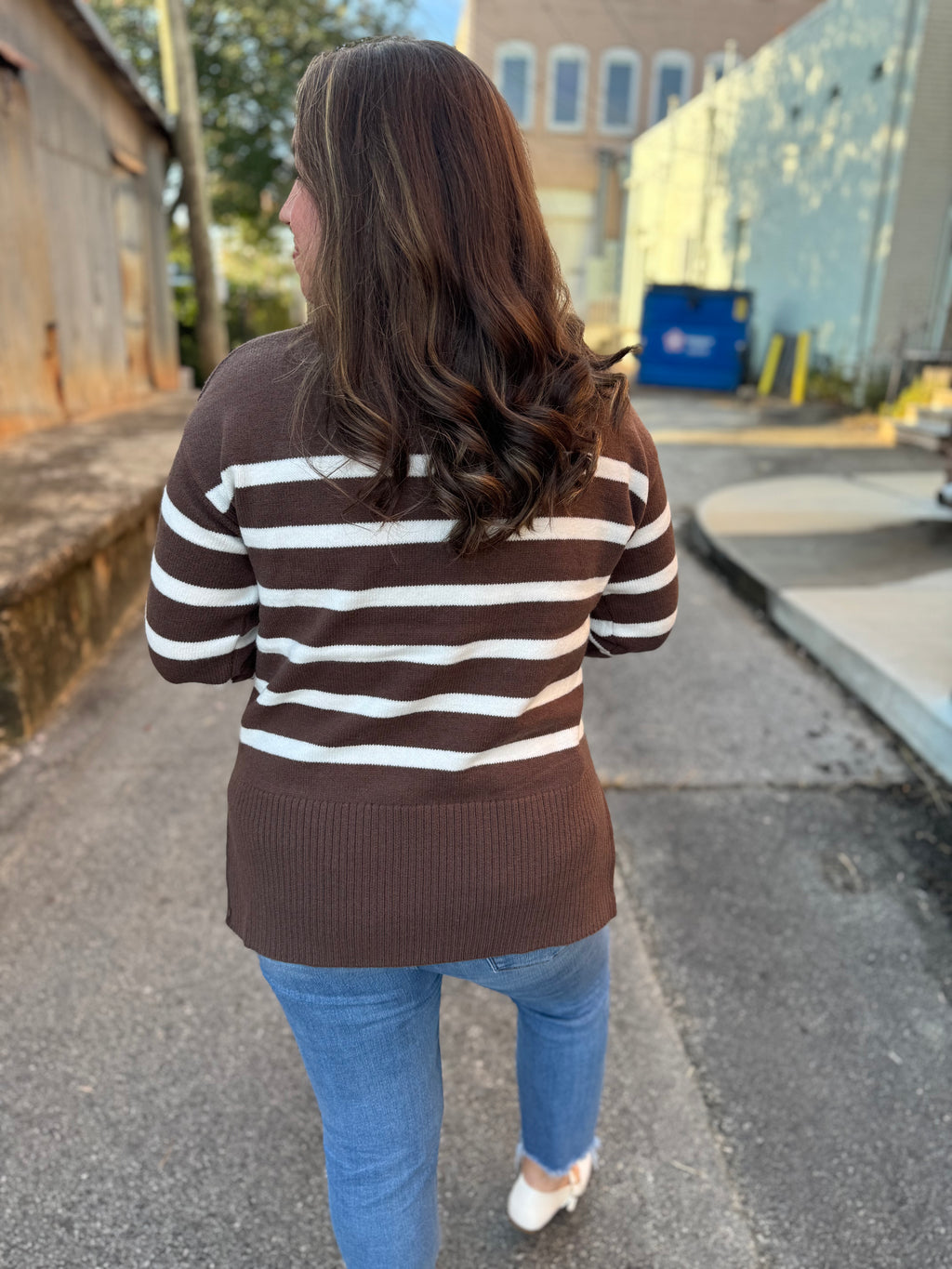 Simple Striped Sweater in Brown