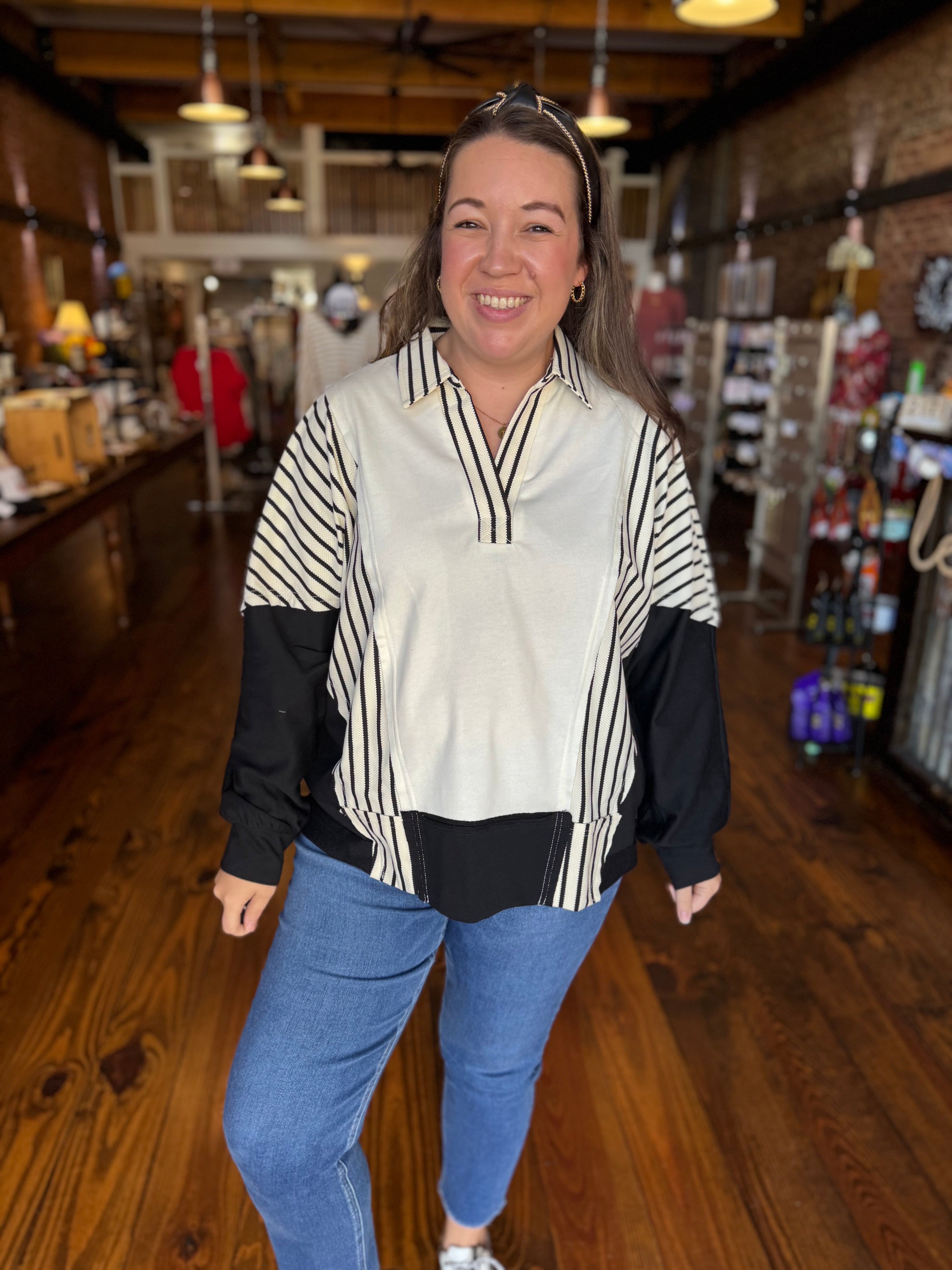 The Uptown Stripes Pullover Top