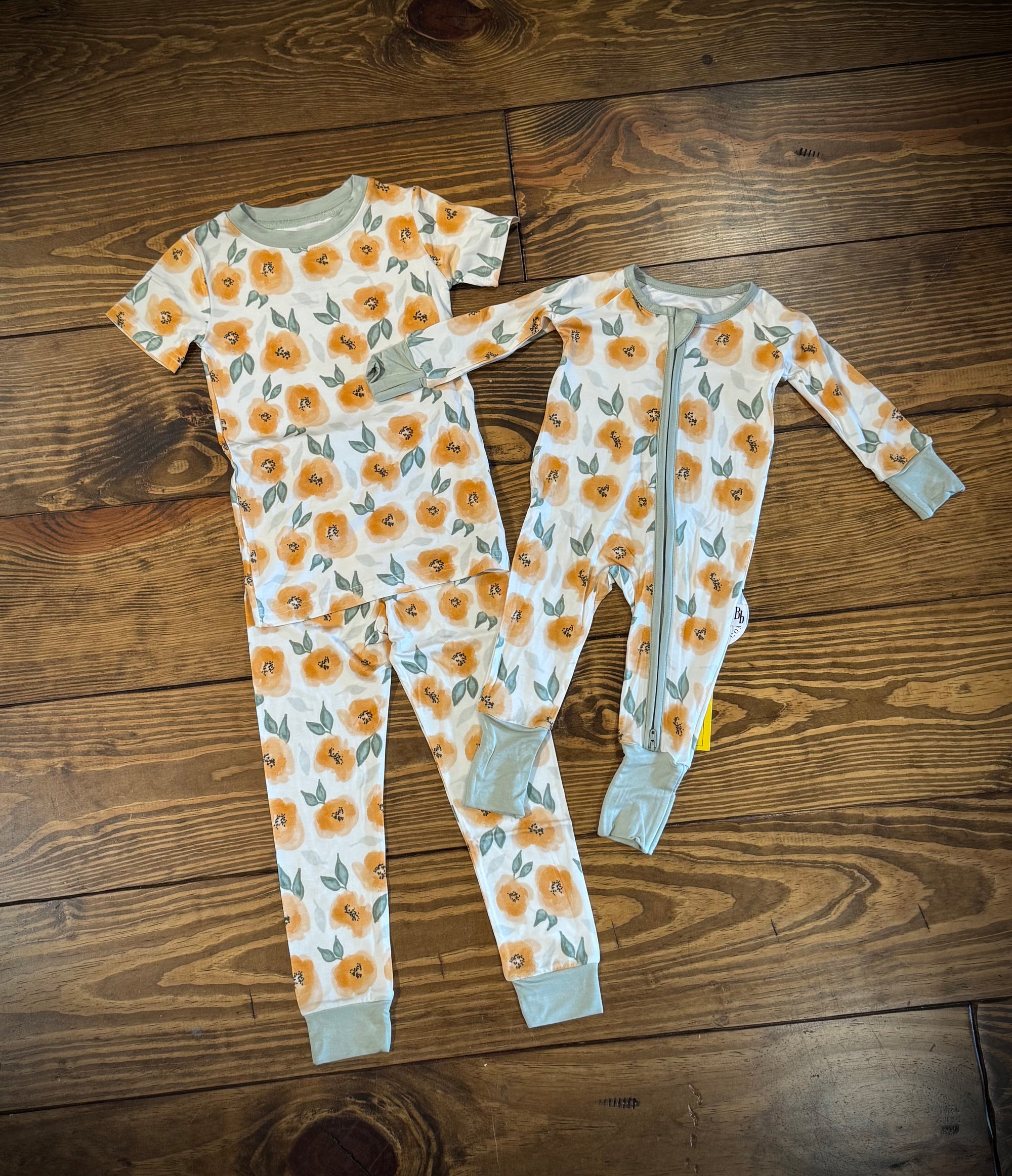 Peachy Blooms Bamboo Zippie Pajamas