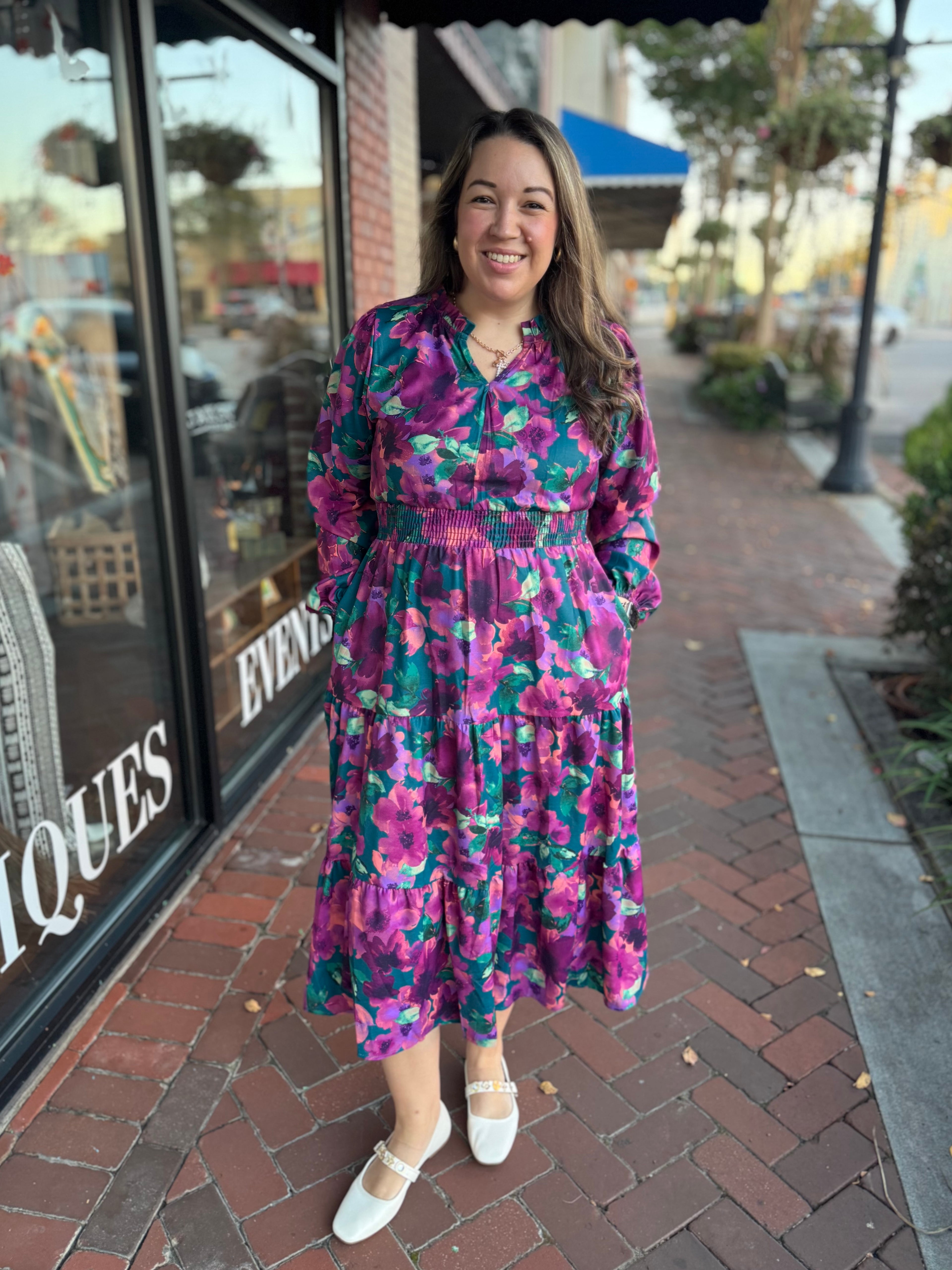 Vivid Bloom Midi Dress
