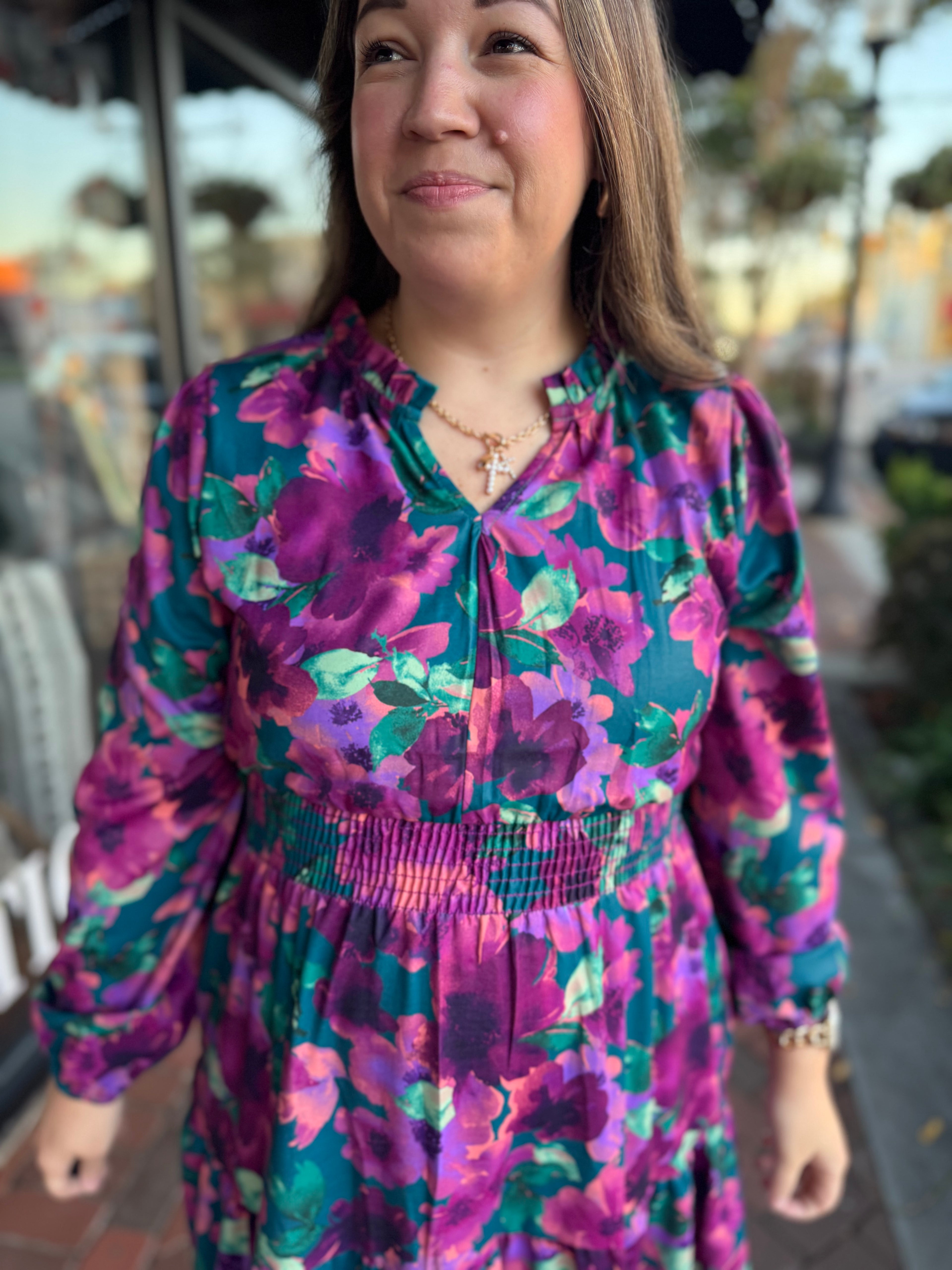 Vivid Bloom Midi Dress