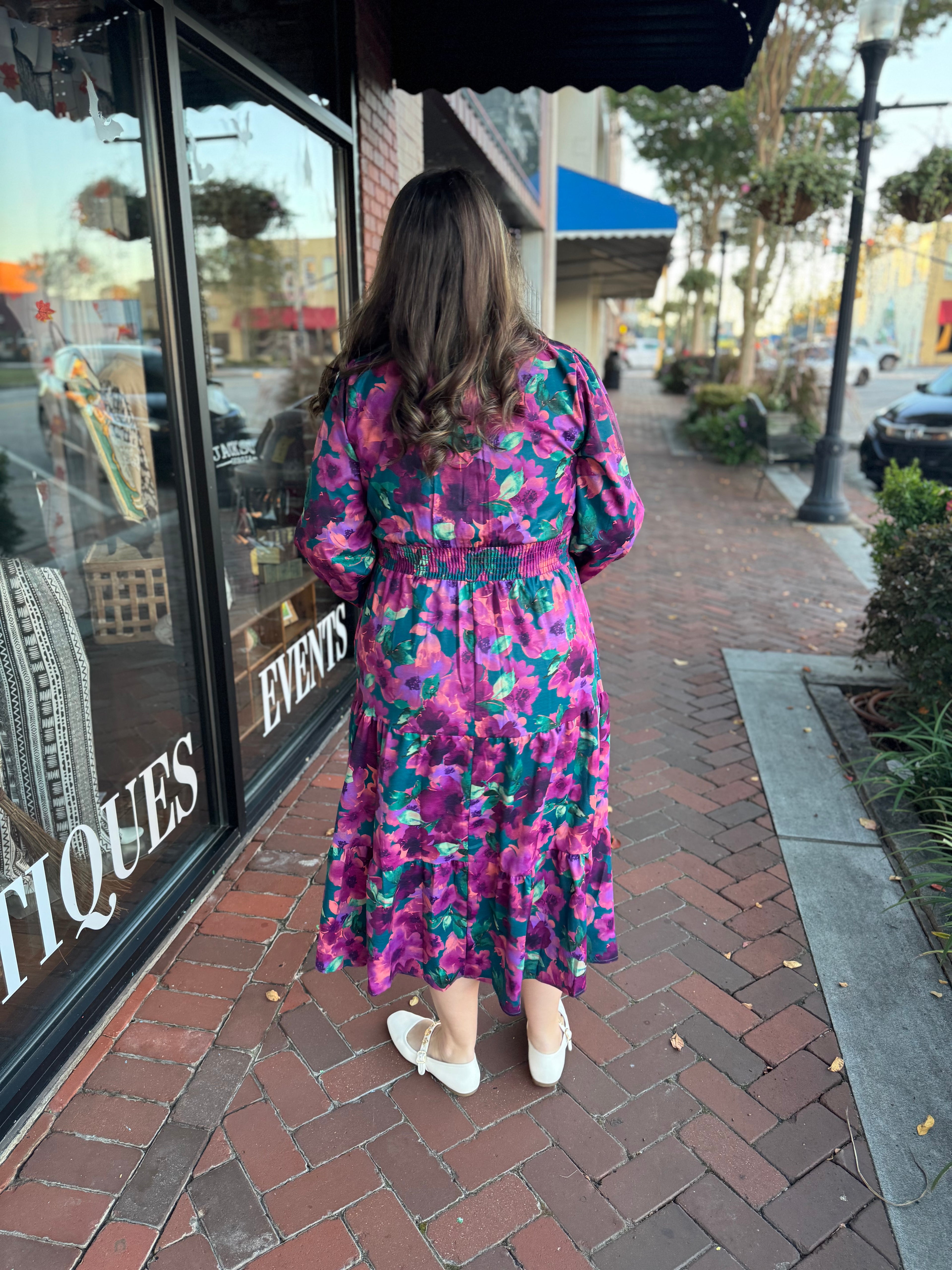 Vivid Bloom Midi Dress