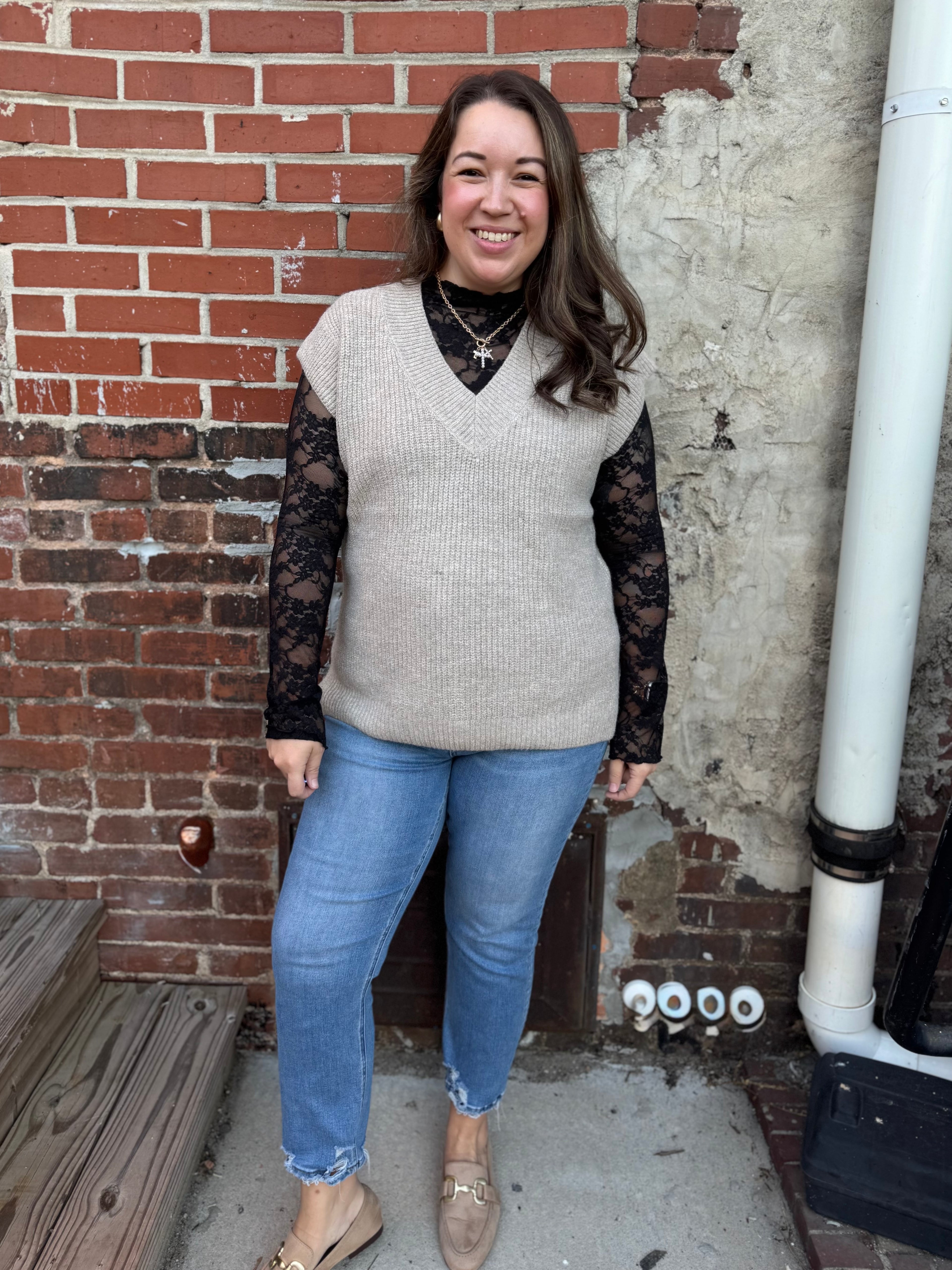 Jade Sweater Vest in Tan