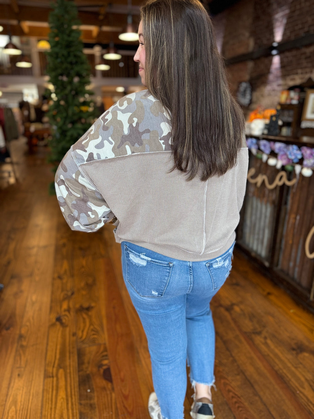 Cozy Camo Pullover Top