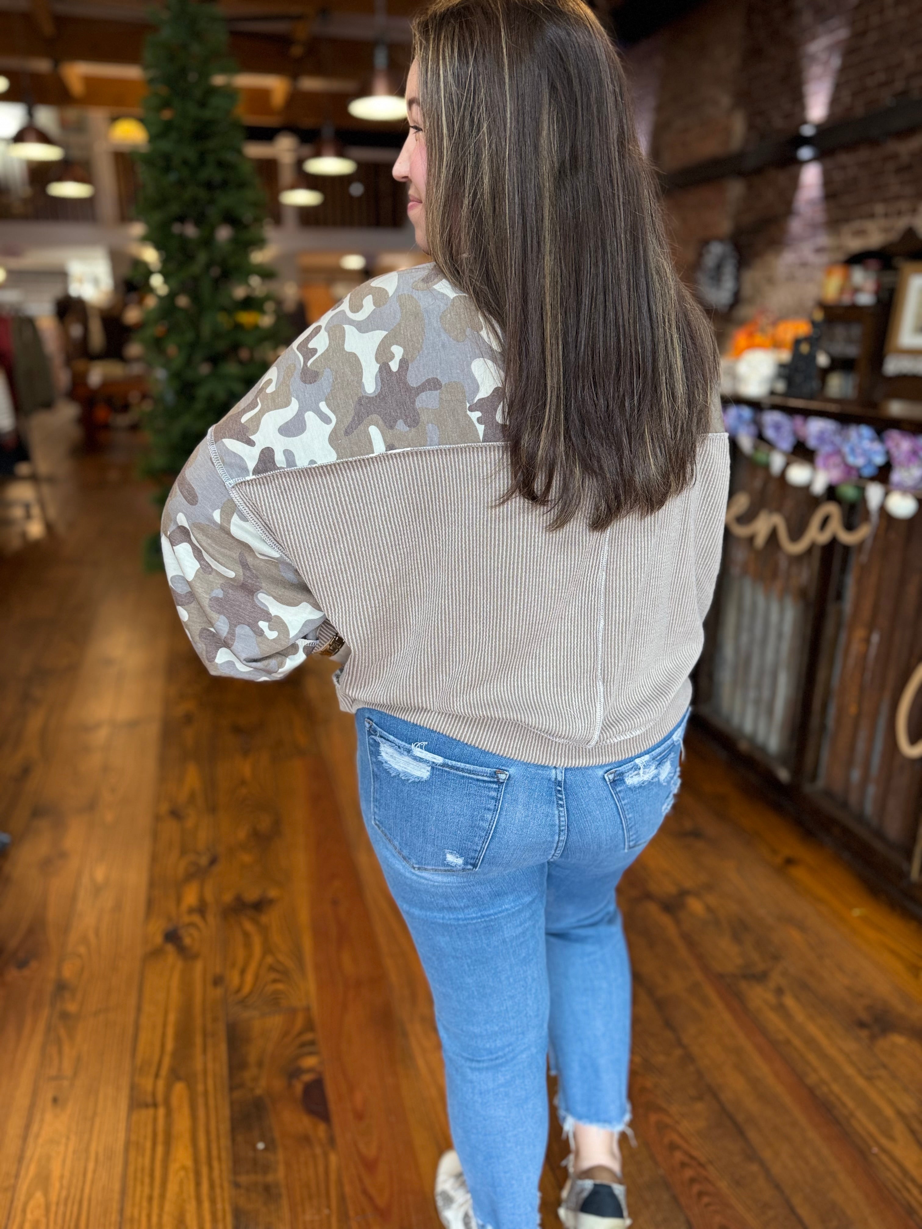 Cozy Camo Pullover Top