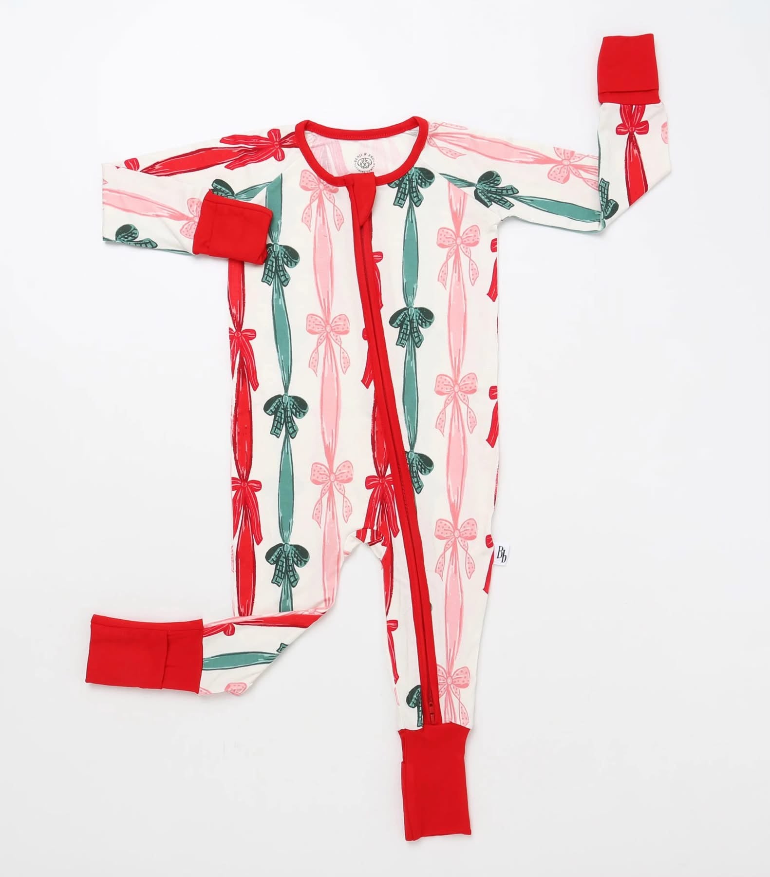 Christmas Bows Bamboo Zippie Pajamas