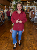 Holiday Ease Button-Up Blouse