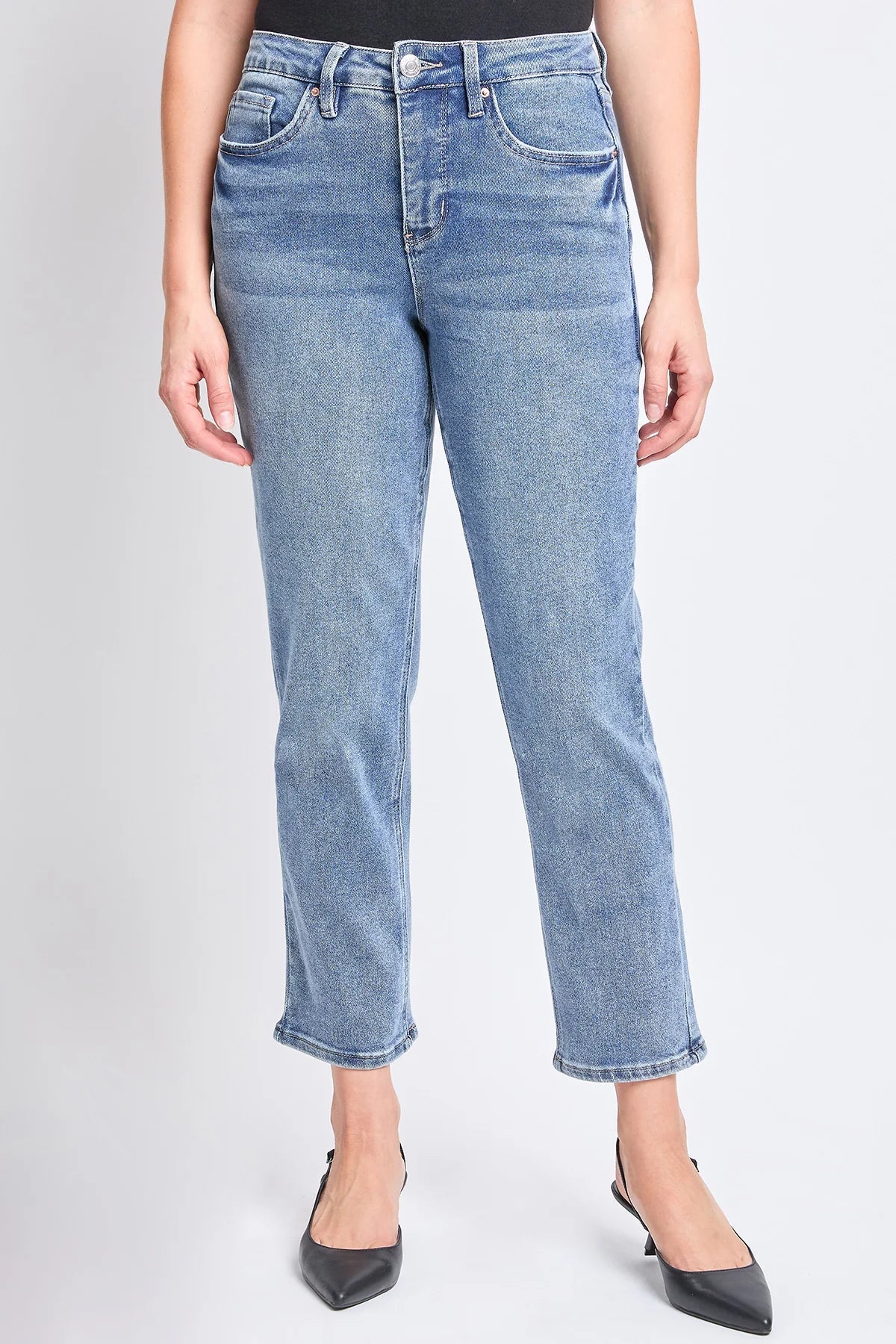 Vintage High Rise Slim Straight Jeans - Light Wash