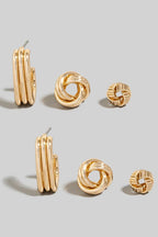 Mixed Layered Knot Earrings Set