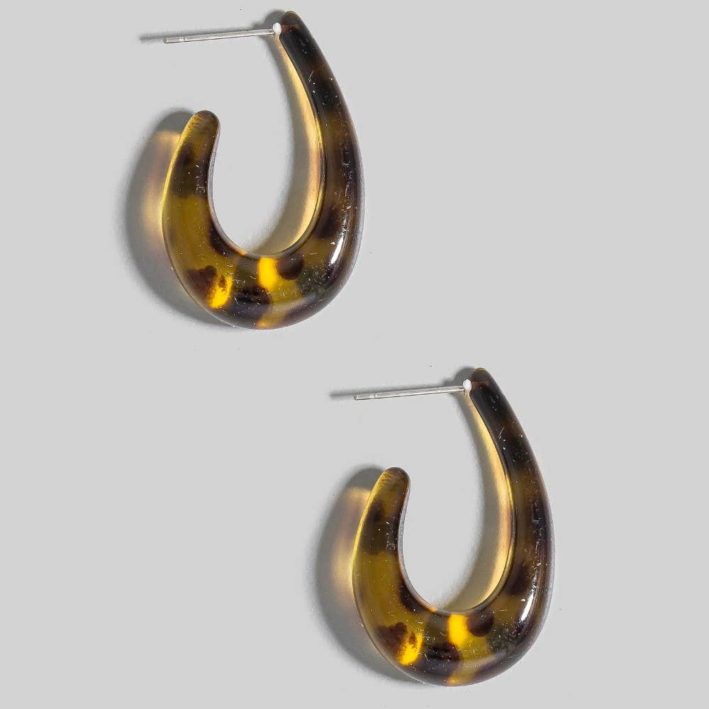 Tortoise Resin Hoop Earrings